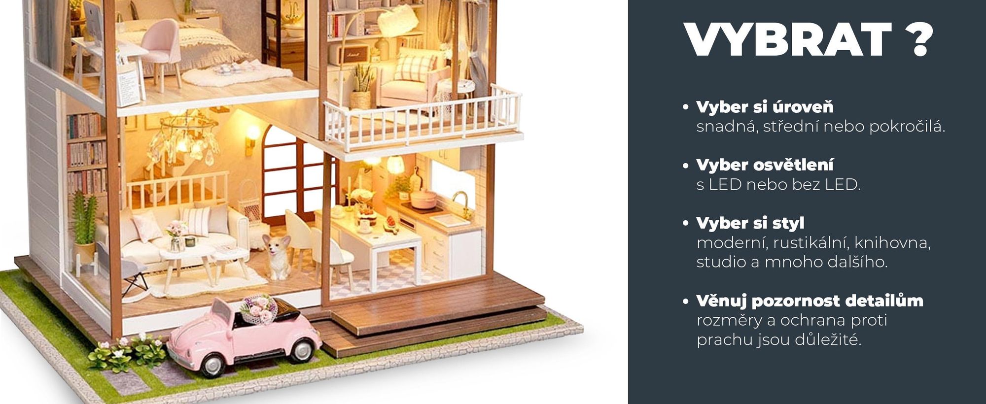 Miniaturní Domeček, Habarri, DIY Domeček pro Panenky, Dřevěný Domeček, Dárek pro Děti