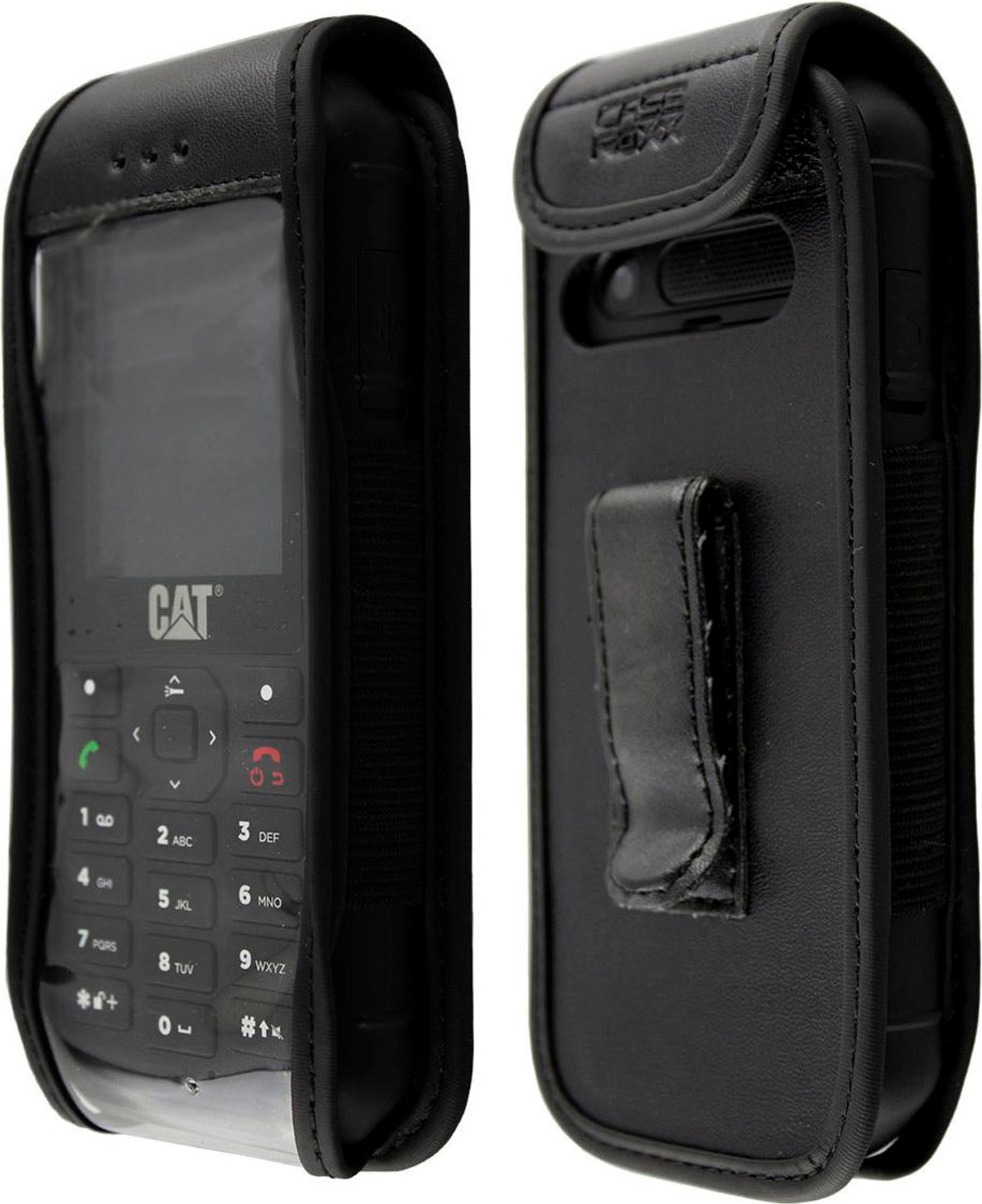 caseroxx Ledertasche mit Gürtelclip kompatibel mit Cat B26 aus Echtleder, Tasche mit Gürtelclip und Sichtfenster  Bild 1