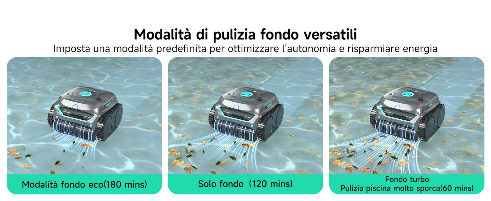Robot per piscina senza fili WYBOT C2 - Potenza di aspirazione 3592 GPH, autonomia di 180 minuti, doppio filtro da 180 μm + 10 μm, controllo tramite app, IPX8, fino a 150 m²