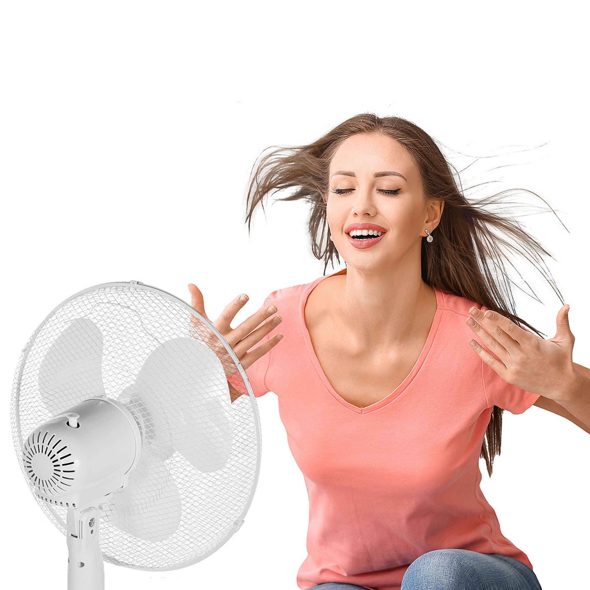 Standventilator Ventilator 40 Watt 3 Geschwindigkeitsstufen Oszillation Bodenventilator Weiß Windmaschine