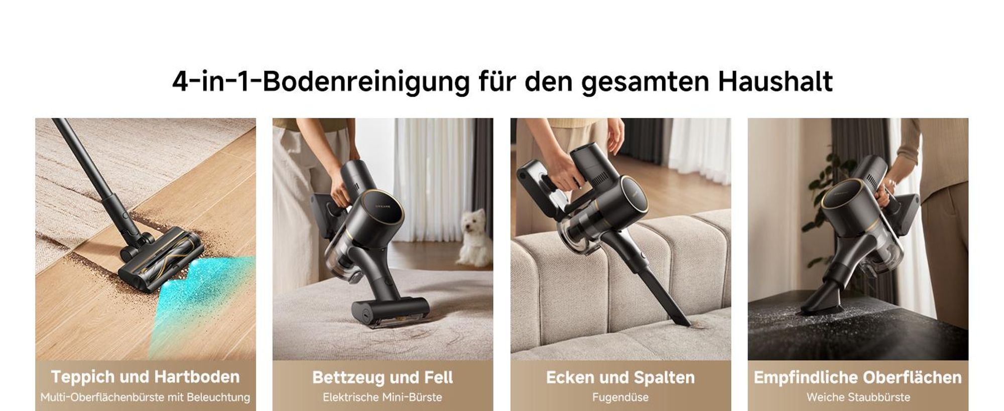 Dreame R20SE-A Akku Handstaubsauger,20KPa＆150AW Saugkraft,Schmutzentsorgung,0 Tangle Bürste,5-schichtiger Filter,Handstaubsauger,LED,90Min,App,Schwarz