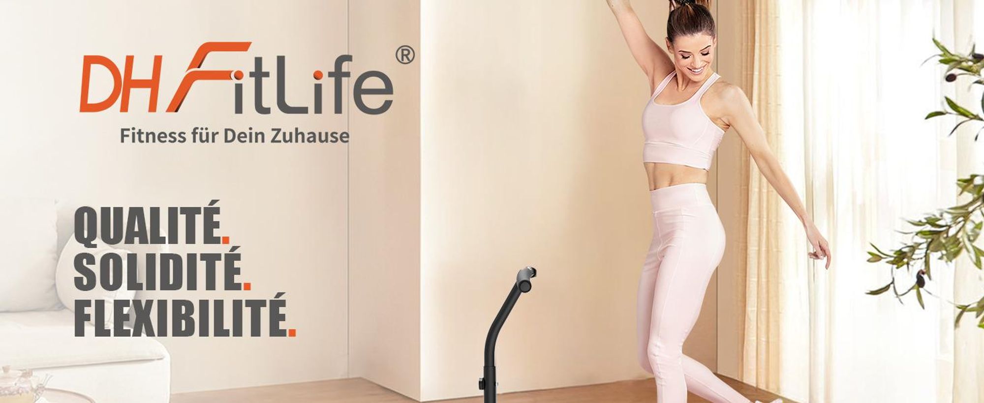 Trampoline de Fitness DH FitLife Pliable Ø121 cm – Capacité 150 kg, 3 Niveaux de Poignées Réglables, Stable et Silencieux pour Enfants et Adultes
