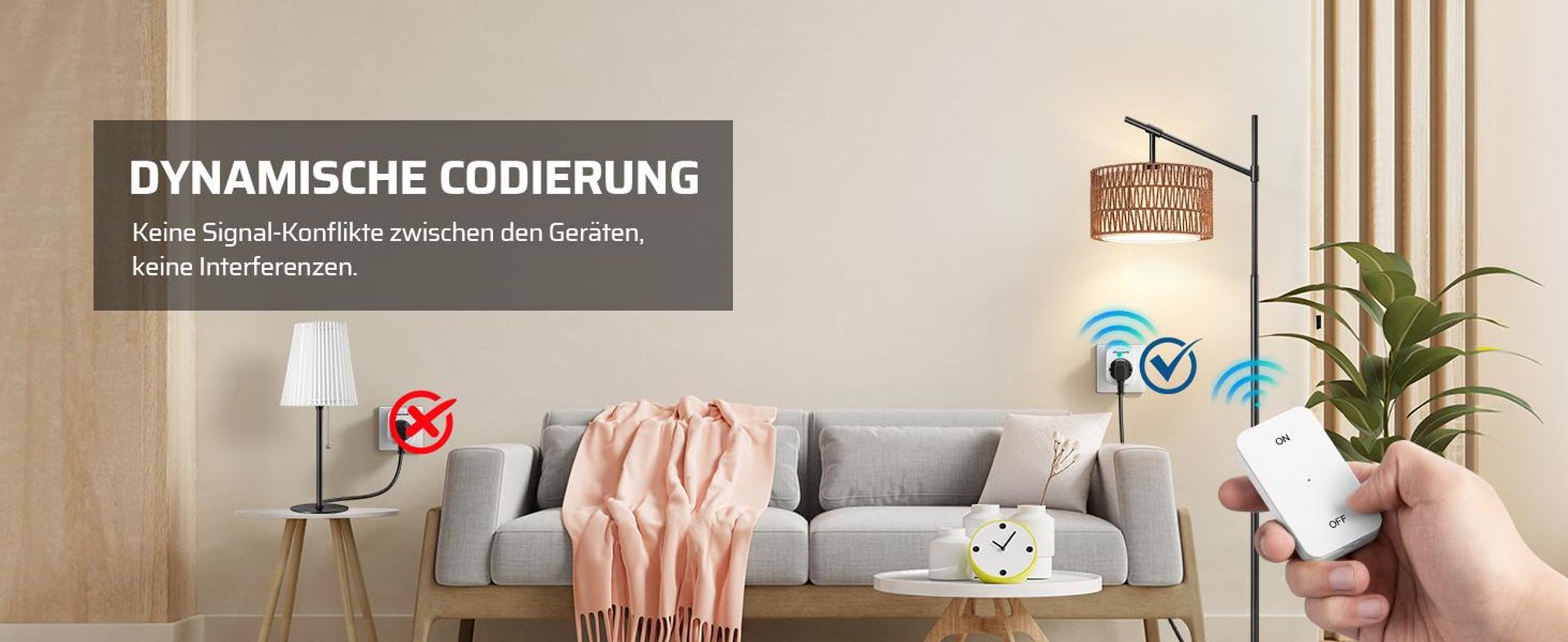 DEWENWILS Funksteckdosen mit Fernbedienung, Funk-Wandschalter Ein/Aus, 3680W, Weiß