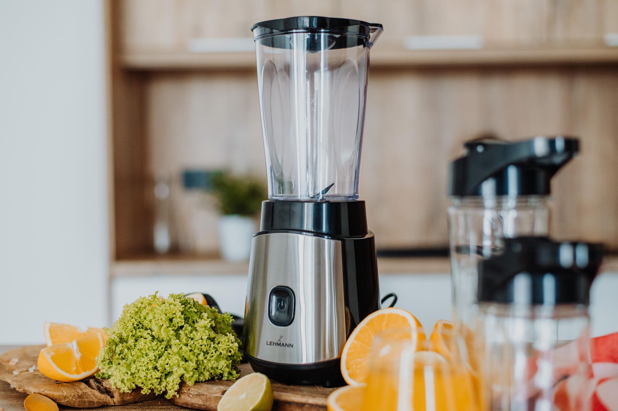 LEHMANN Frullatore Elettrico 1L, Smoothie Maker con 2 Bottiglie Portatili 570 ml e 400 ml, Senza BPA, 1200W