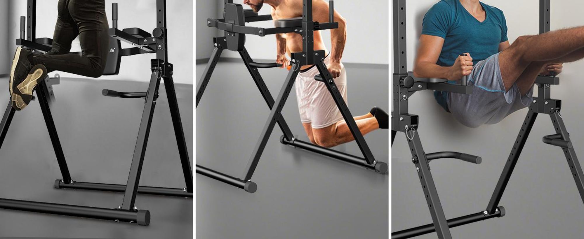 DH FitLife Faltbar Power Tower Dip Station bis 210kg – Klimmzugstation mit Dip-Barren & Rückentrainer, Fitness Station, Power Rack für Home Gym