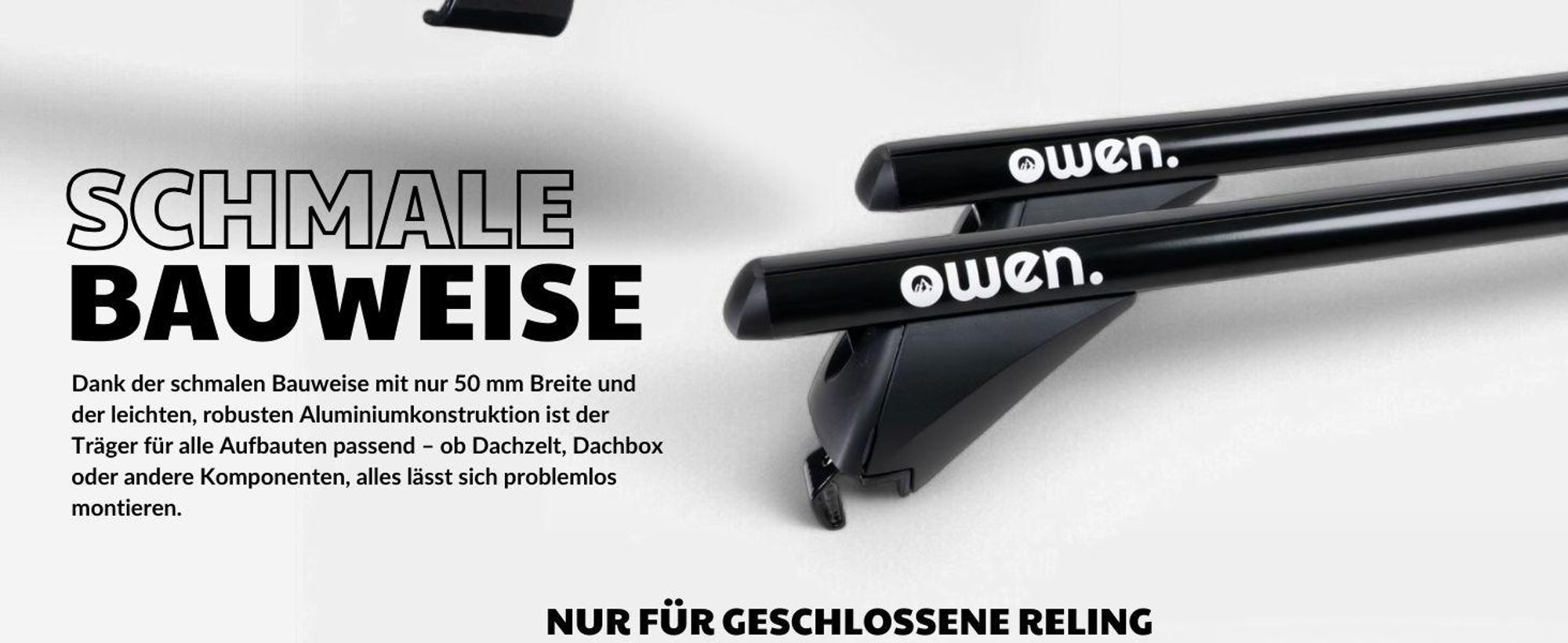 Schmaler Aluminium-Träger mit 50 mm Breite – geeignet für viele Aufbauten.