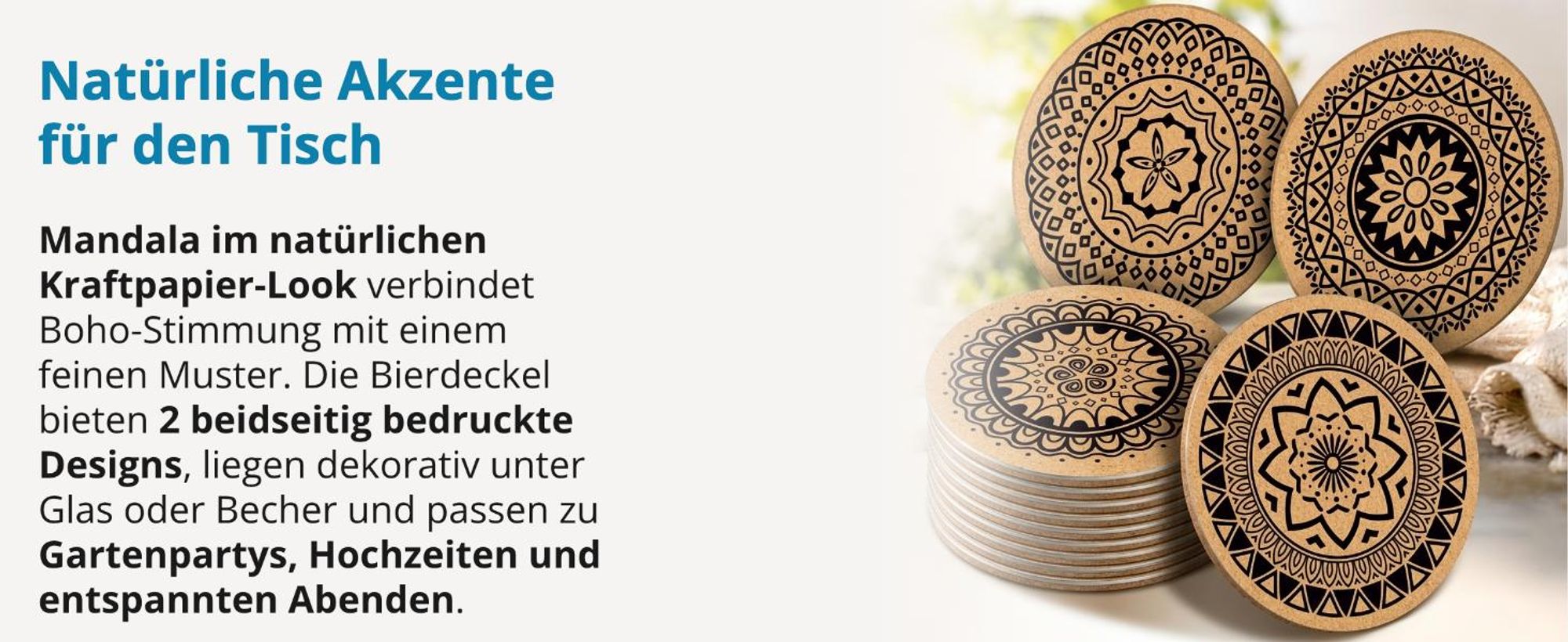 itenga 40x Bierdeckel Mandala Kraftpapier I Braun Schwarz I Untersetzer I 10,7cm