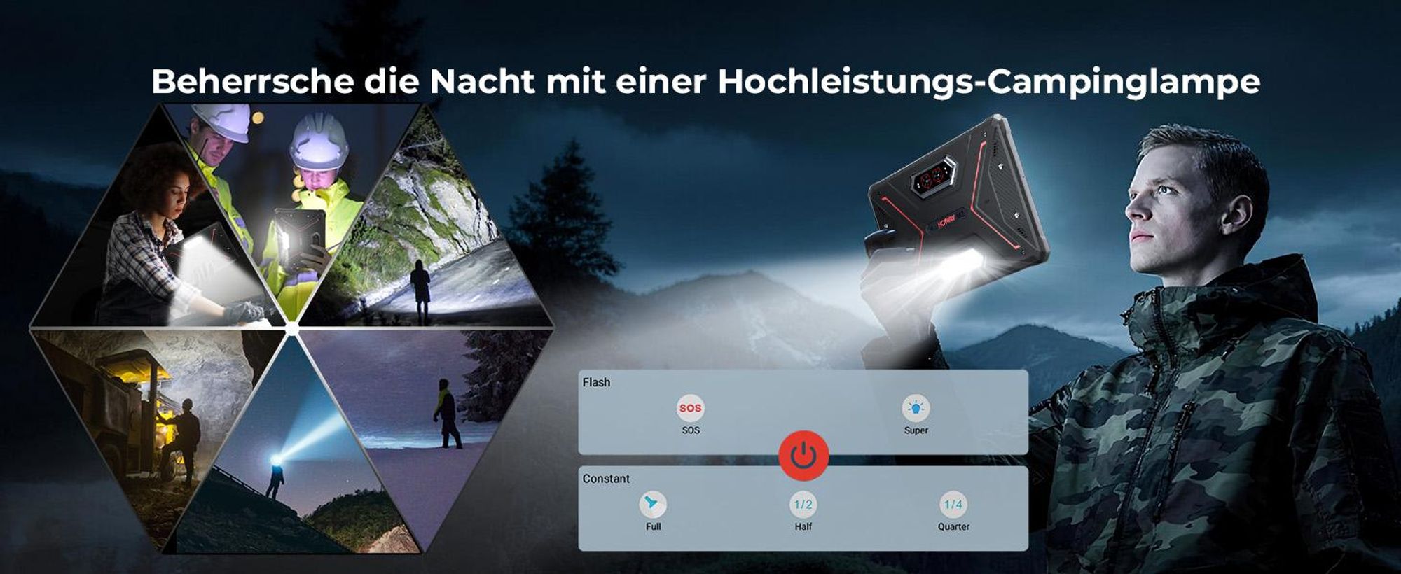 HOTWAV R9 Ultra 5G Outdoor Tablet, 20080mAh Wasserdicht Tablet, Android 15, 11" 2K FHD+ Rugged Tablets 24GB+512GB,64MP IP68/ Dual SIM/5G WiFi/GPS/OTG