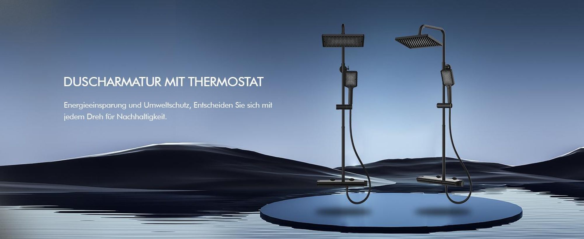 HOMELODY Duschsystem mit Thermostat und Glasablage Schwarz, 30x20cm Groß Kopfbrause, 3 Strahlarten Handbrause, Klavierknöpfen Duscharmatur Komplettset