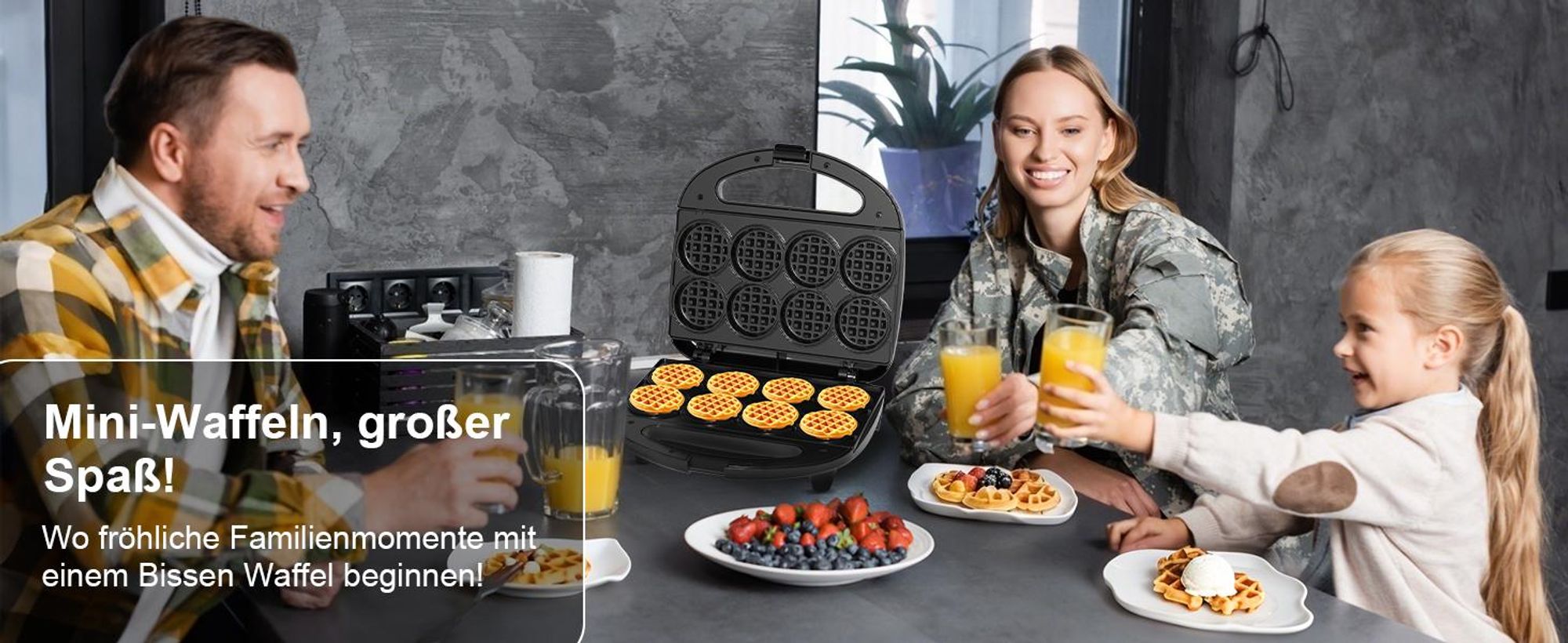YASHE Mini Waffelmaker 8x5cm Waffeln Antihaft Kompakt Ideal für Frühstück