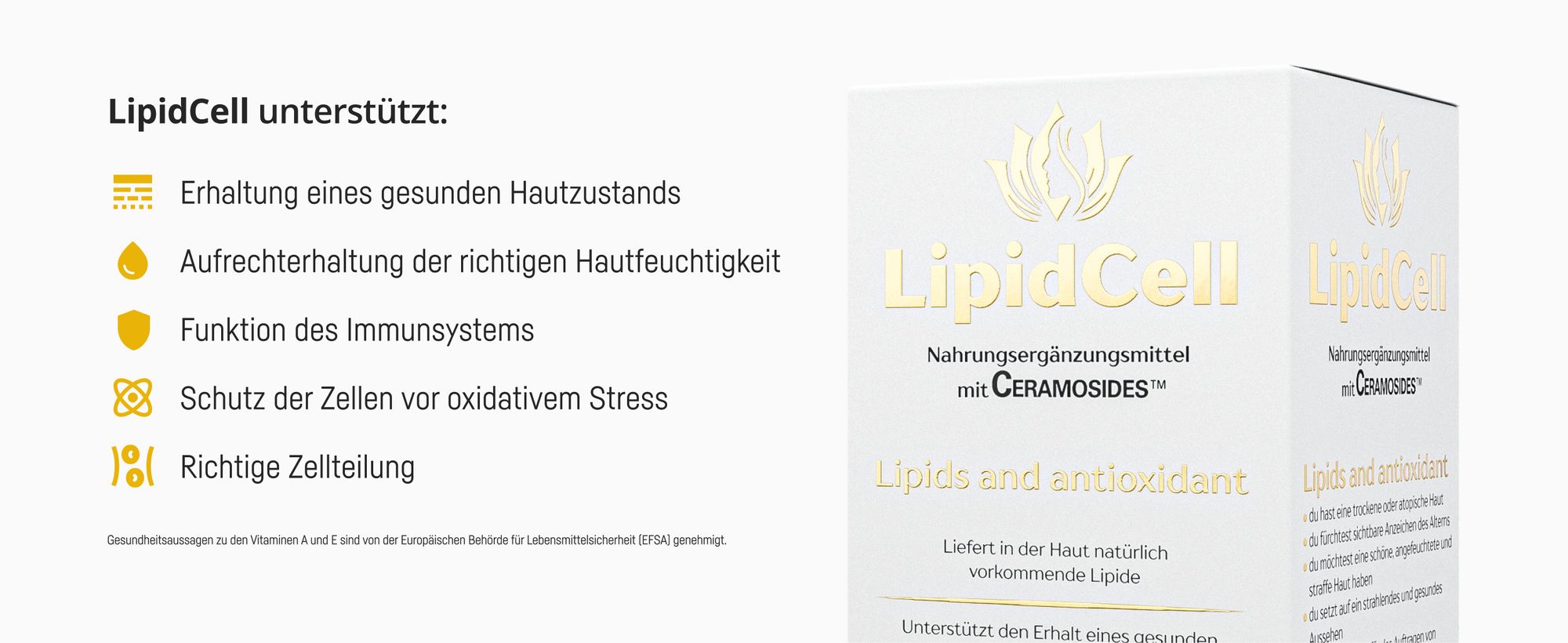 Ceramide Kapseln – CERAMOSIDES Phytoceramide 30mg mit Squalan, Vitamin A und E – Für Trockene Haut – LipidCell (60 Kapseln)