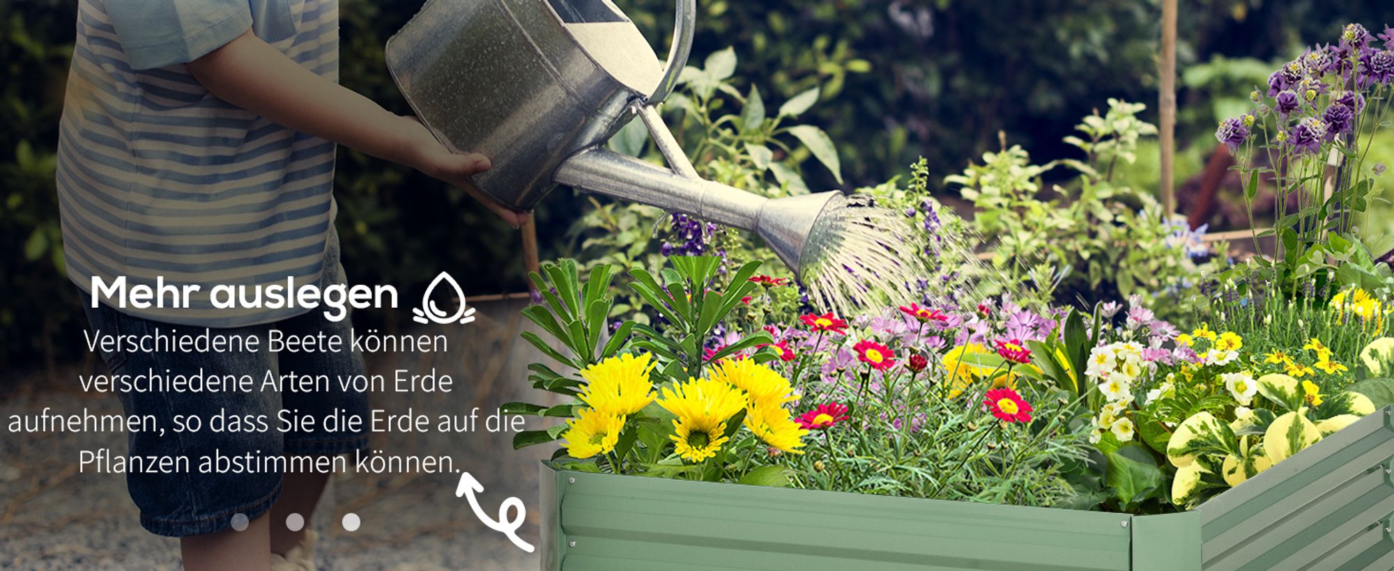 Outsunny Hochbeet Set, 2-TLG. Gartenbeet, Pflanzkasten, Blumenkasten, Pflanzkübel, Blumenkübel für Garten, Terrasse, Verzinkter Stahl, Grün, 100 x 100 x 30 cm
