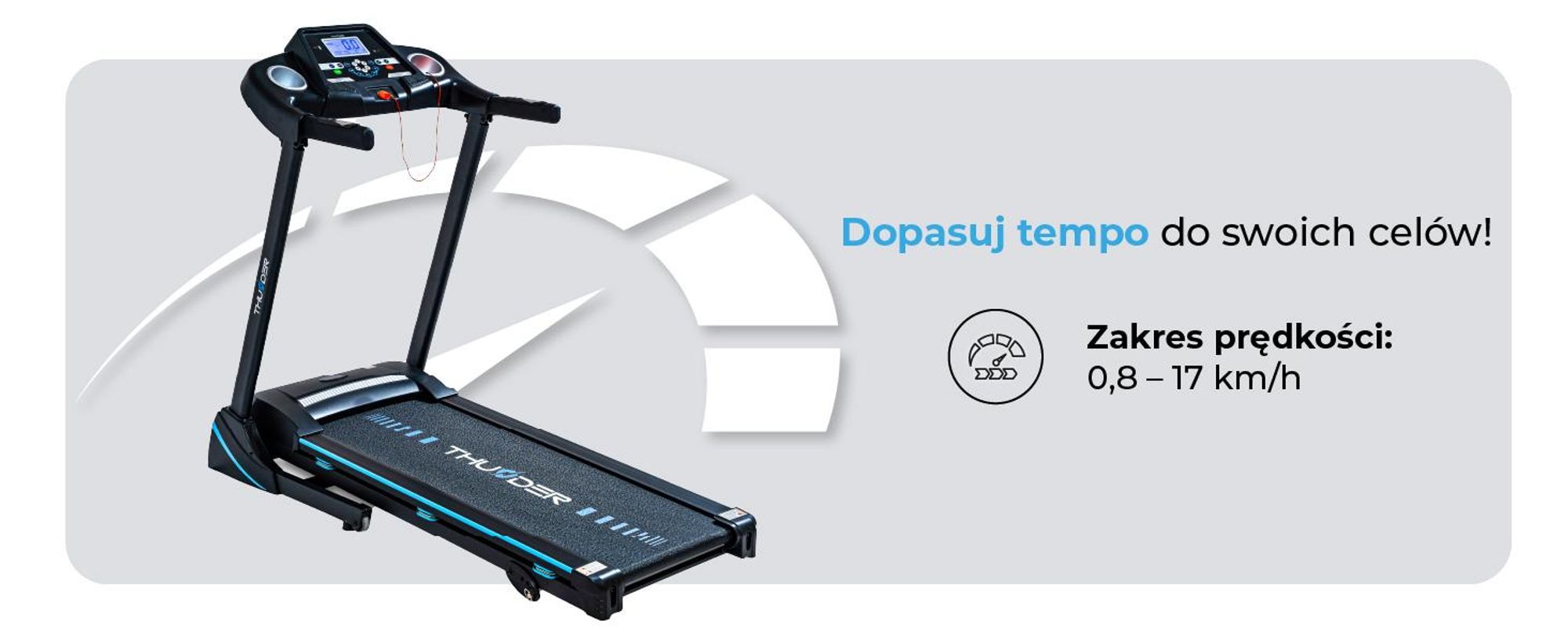 Bieżnia Thunder ICON BLACK 115x42cm 17km/h FitShow składana Bluetooth