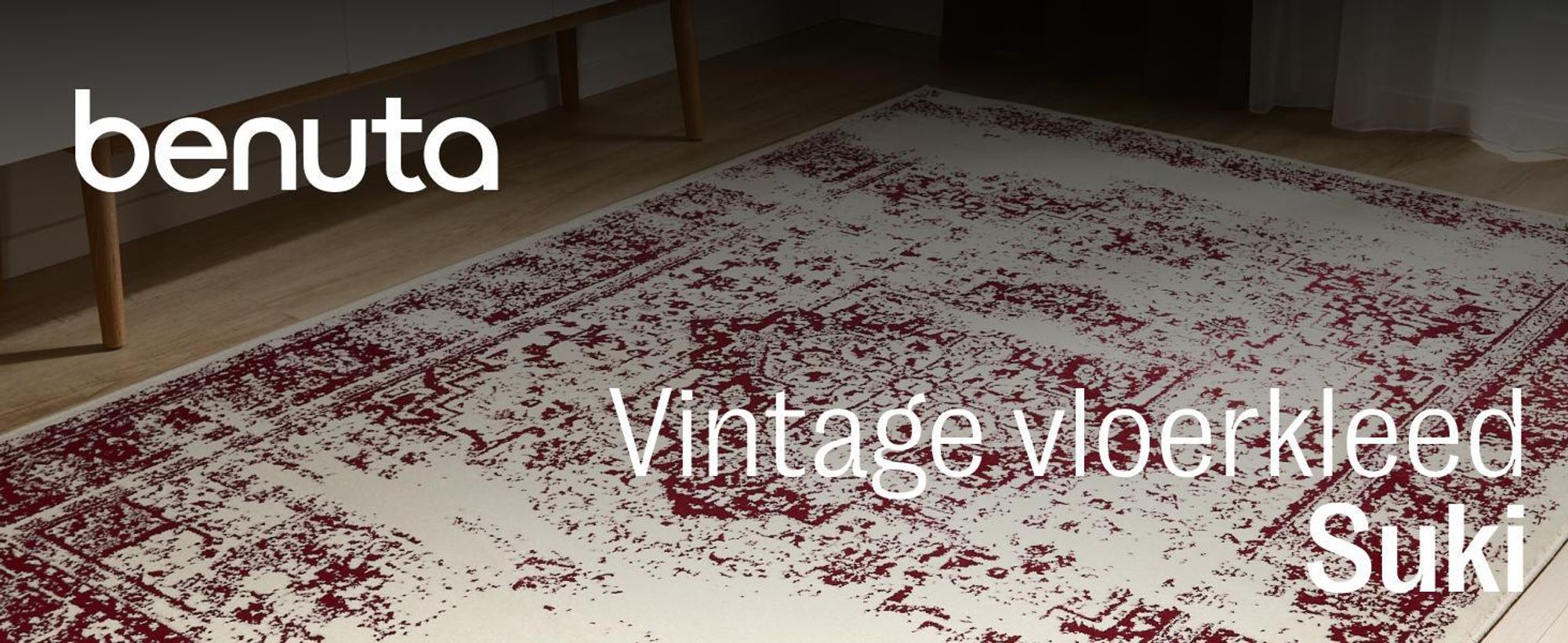 benuta Vintage tapijt voor de woonkamer Suki Crème/Rood 200x300 cm Woonkamer tapijt Slaapkamer zacht oosters Rechthoekig