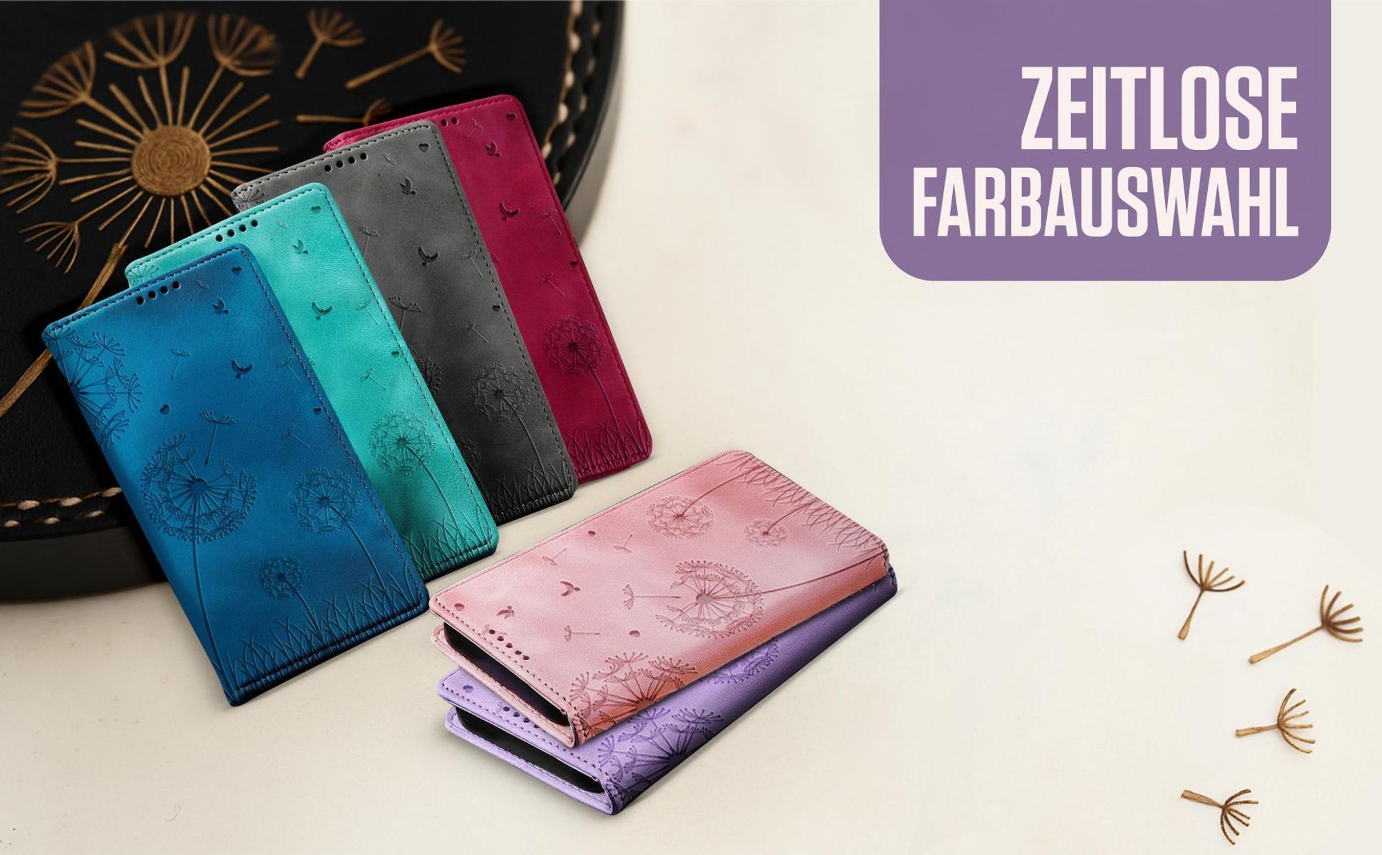 Handytaschen in Schwarz, Blau, Magenta, Türkis, Violett und Rosa für Samsung Galaxy S25