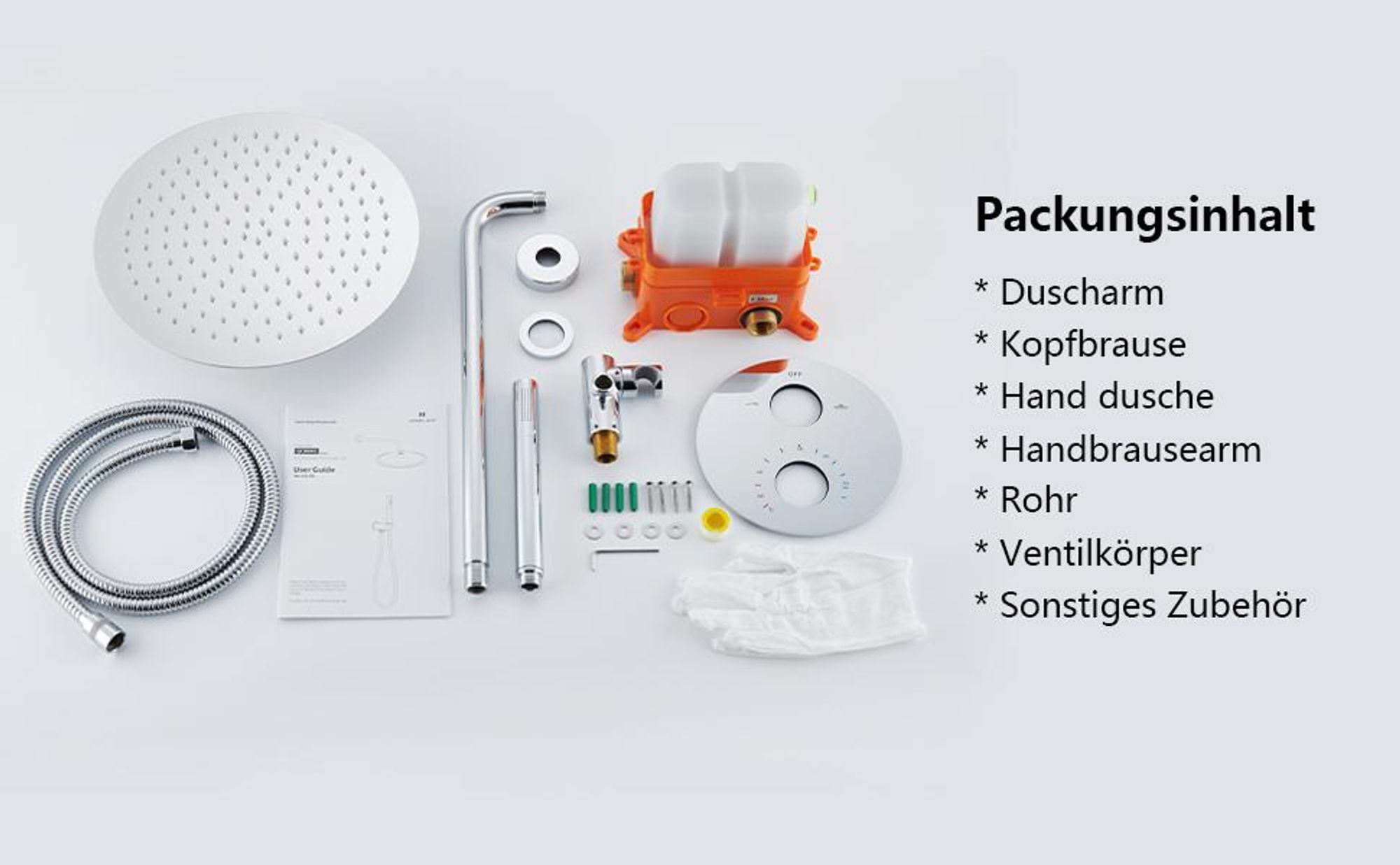 Unterputz Duschsystem Thermostat Regendusche Duschset Duscharmatur Badezimmer Rund Kopfbrause 30cm Handbrause mit Thermostat unterputz duschset