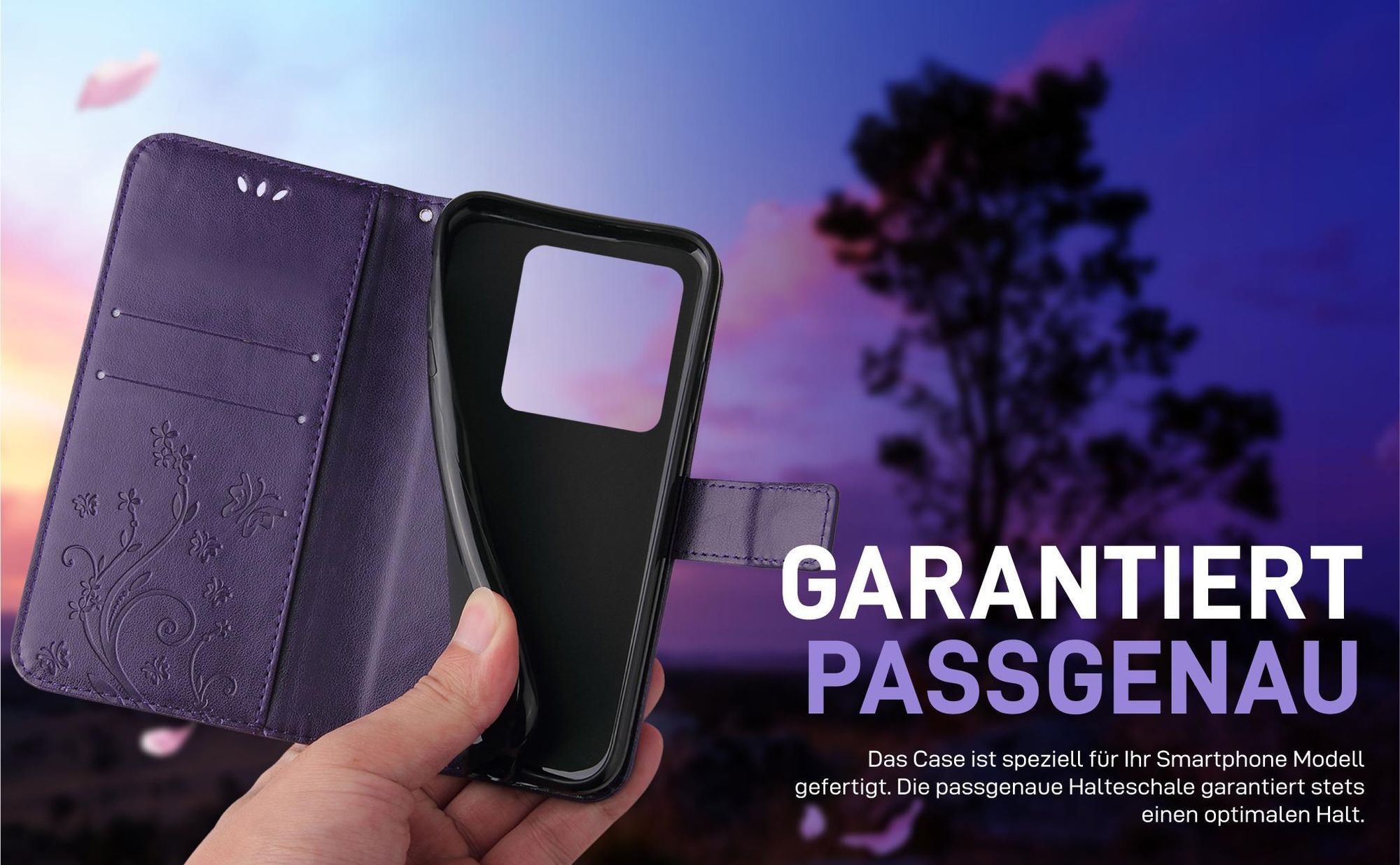 Violette Klapphülle für Xiaomi 14T mit präziser Passform und sicherem Halt