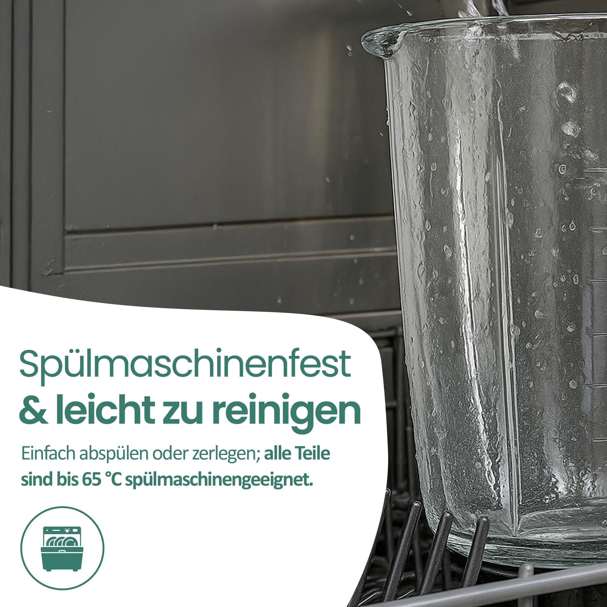 Emerio Blender 1,75 l – 1000W Smoothie-Maker mit 5 Geschwindigkeitsstufen und Glaskanne – Edelstahlmesser, spülmaschinengeeignet – BL-126794