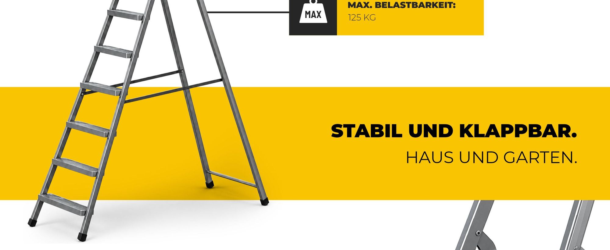 DRABEST | Stahlleiter - Leiter - haushaltsleiter - leiter 5 stufen - Klapptritt - Stahl - Universal - bis 125 kg