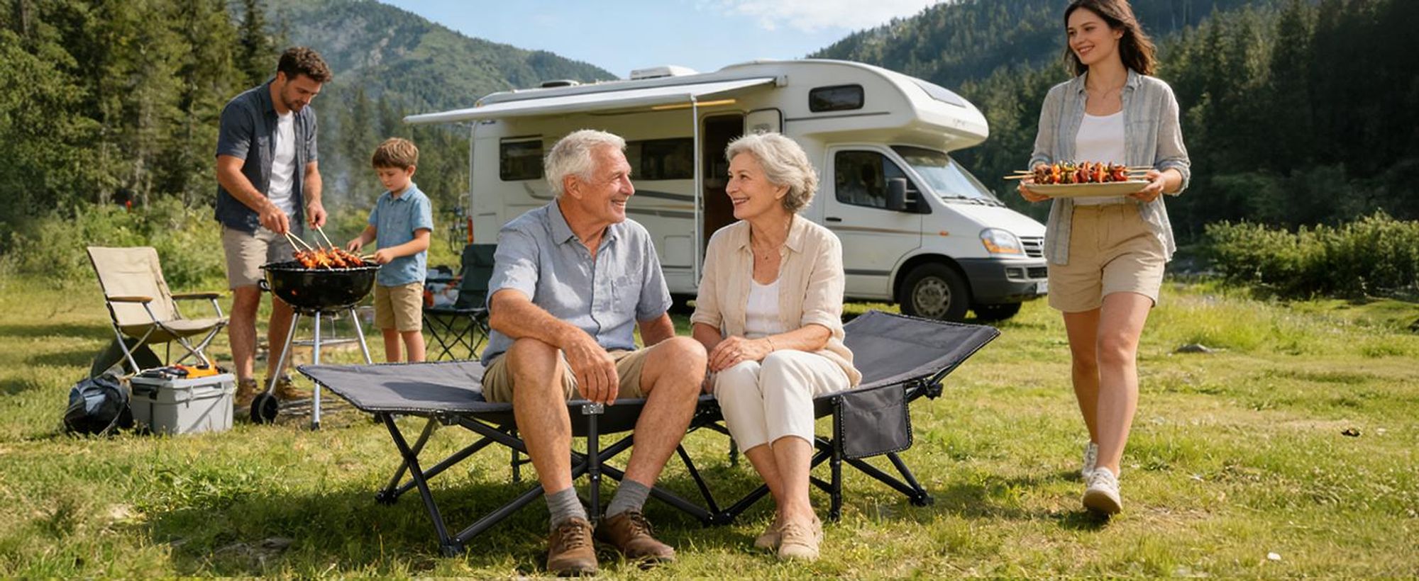 Sekey Campingbett Klappbar Feldbett Klappbett mit Tragetasche und Seitentasche, Campingliege belastbarkeit bis 200kg