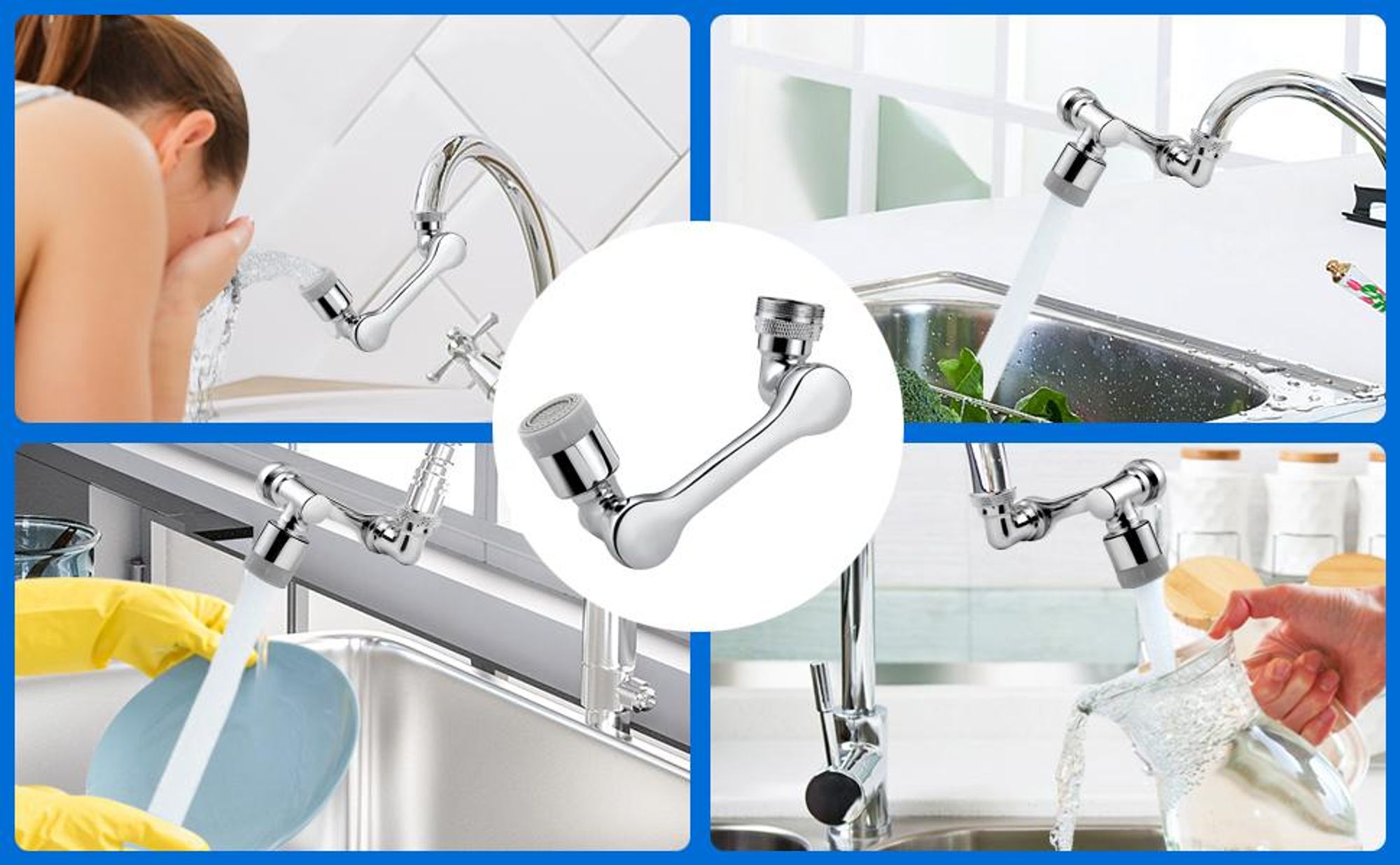 Bad Wasserhahn Aufsatz, 1080 Grad Wasserhahn, Drehbarer Wasserhahn Verlängerung, Multifunktionaler Verlängerungshahn Rotierender