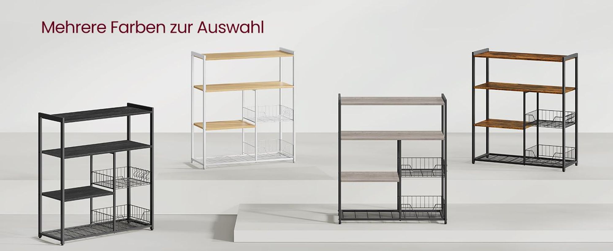 VASAGLE Küchenregal, Standregal mit 2 Metallkörben, 35 x 80 x 95 cm