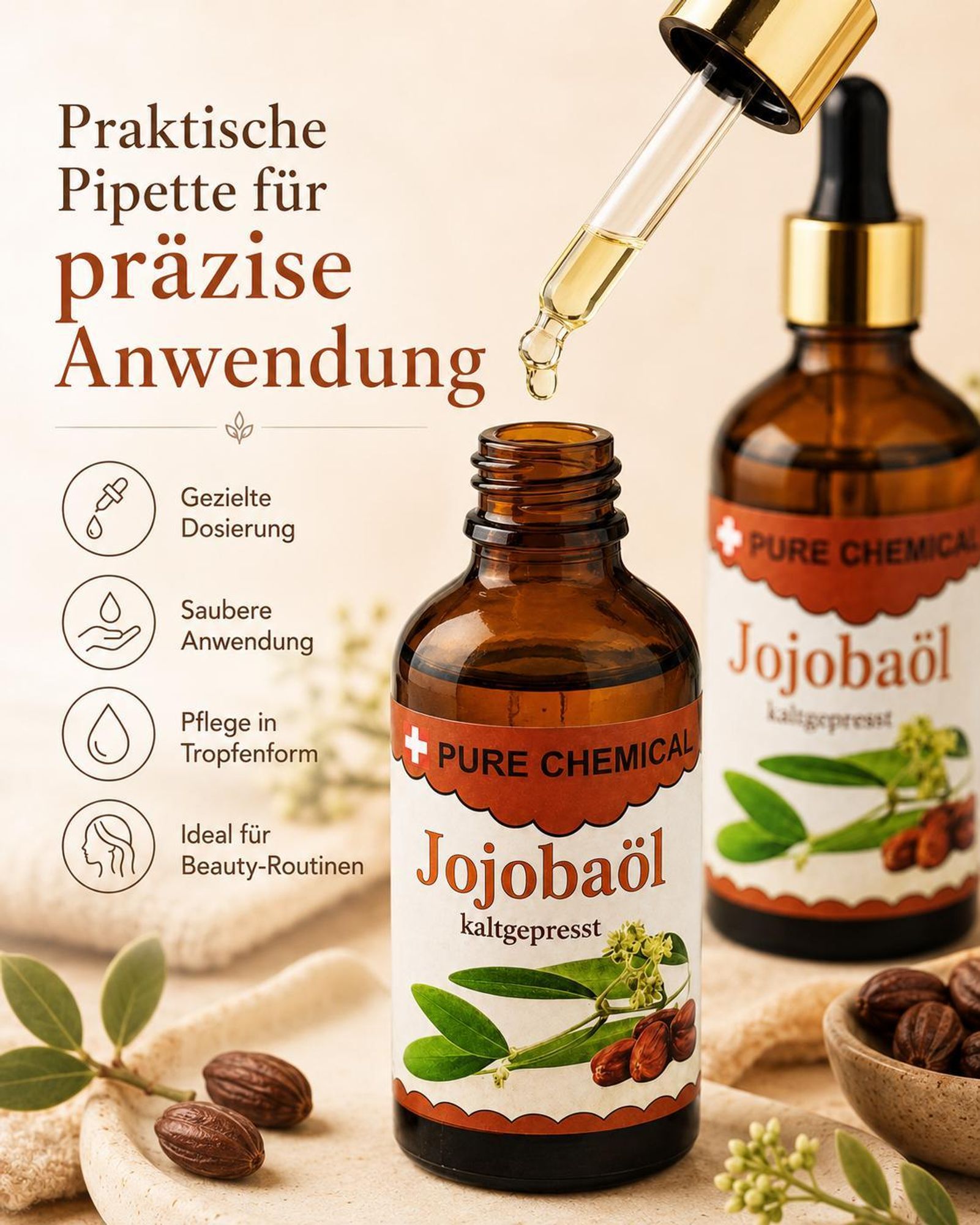 PURE CHEMICAL | Jojobaöl | kaltgepresst | unraffiniert | 100 ml