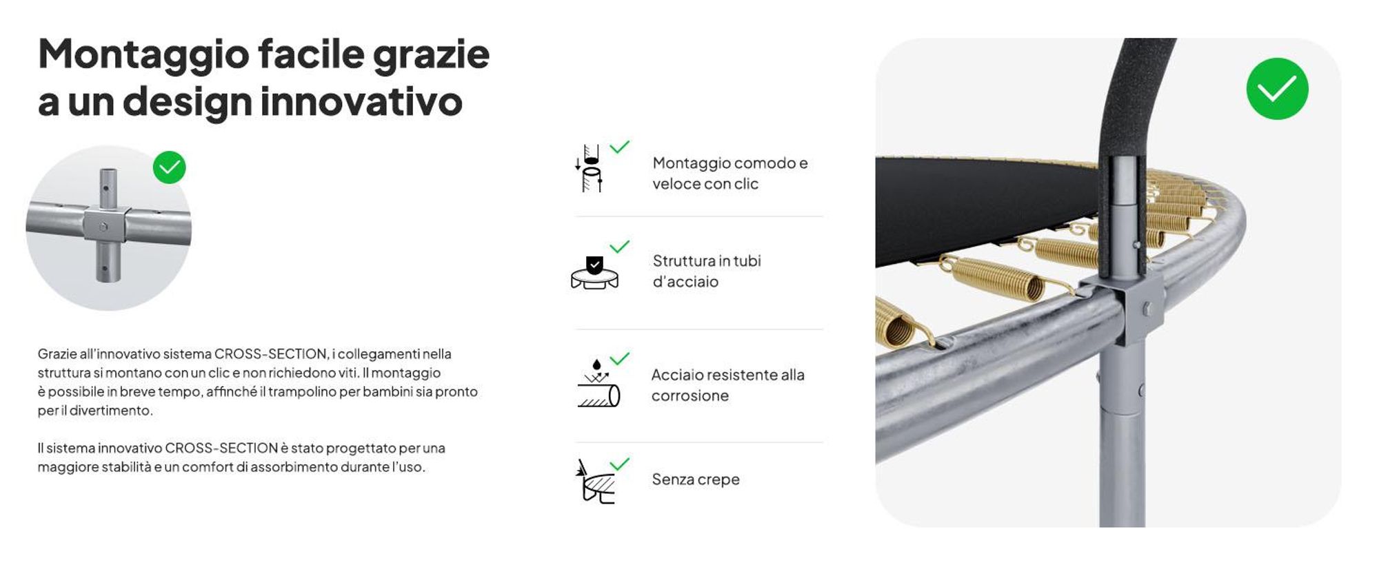 ZIPRO Trampolino Jump Pro Premium | 16FT Ø 496 cm | Trampolino da giardino Trampolino per bambini Set completo incl. rete, scaletta e copertura perimetrale, da esterno, verde