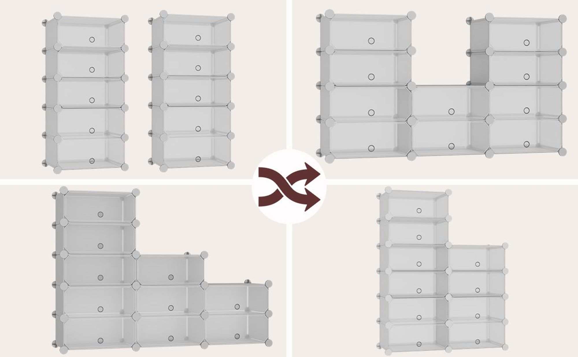 Sekey Schuhregal Schmal Schuhschrank mit 10 Fächern 1-tlg mit Tür, DIY Kunststoff Schuhaufbewahrung , Weiß