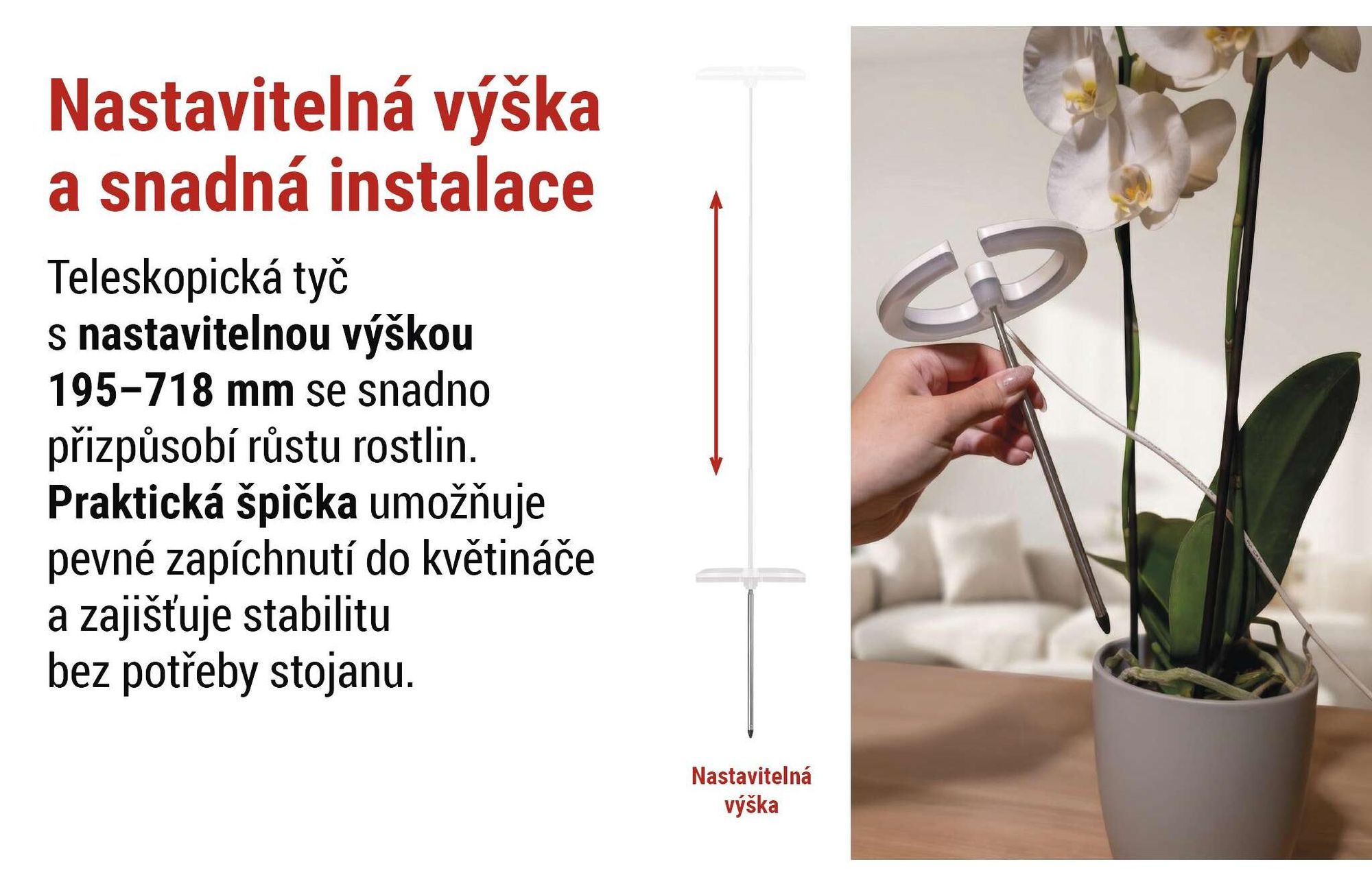 EMOS LED pěstební lampa pro pokojové rostliny a sukulenty, kulatá lampa pro orchideje s časovačem, výškově nastavitelná, 300lm, 1,7m USB kabel, Z7902