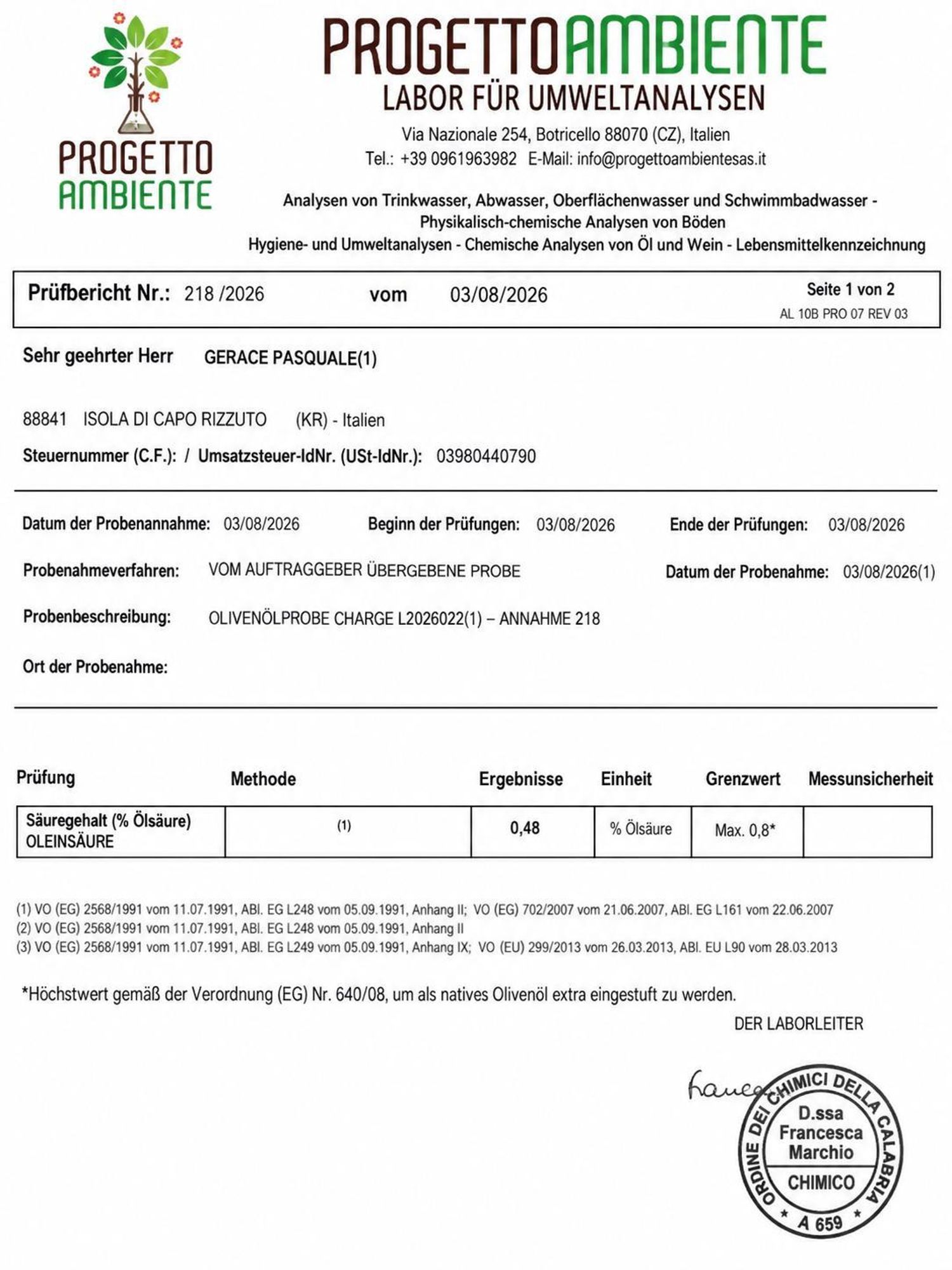 IURACE Italienisches Olivenöl Extra Vergine 5L – kaltgepresst, 100 % aus Italien, Kalabrien