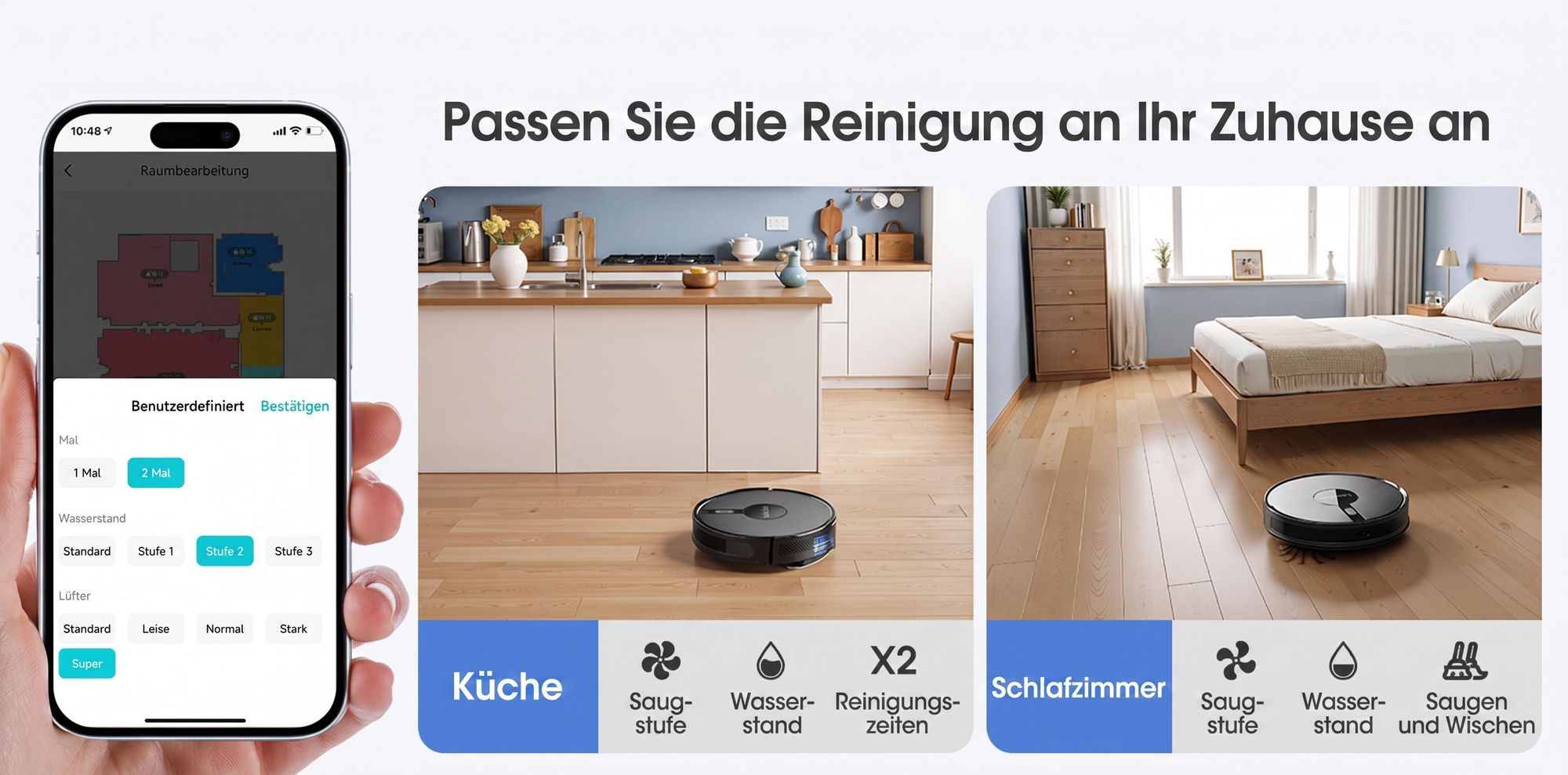 Lubluelu B40 Plus Staubsauger Roboter, 17000Pa Saugkraft, 20S Selbstentleerung, 3-in-1 Saugen & Wischen, Automatische Aufladung, Ideal für Tierhaare