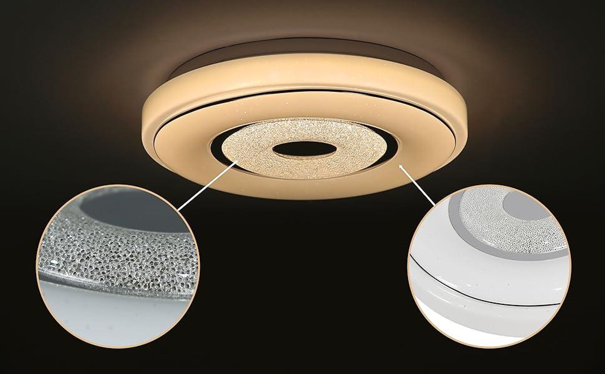 ZMH LED Deckenleuchte Küche Dimmbar mit Fernbedienung 18W Rund Deckenlampe Sternenhimmel Flurlampe