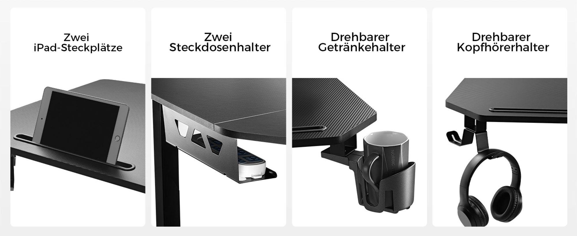 EUREKA ERGONOMIC Elektrisch Computertisch 182×76cm Höhenverstellbarer Schreibtisch Stehpult Gaming Tisch mit Monitorständer und Tastaturablage