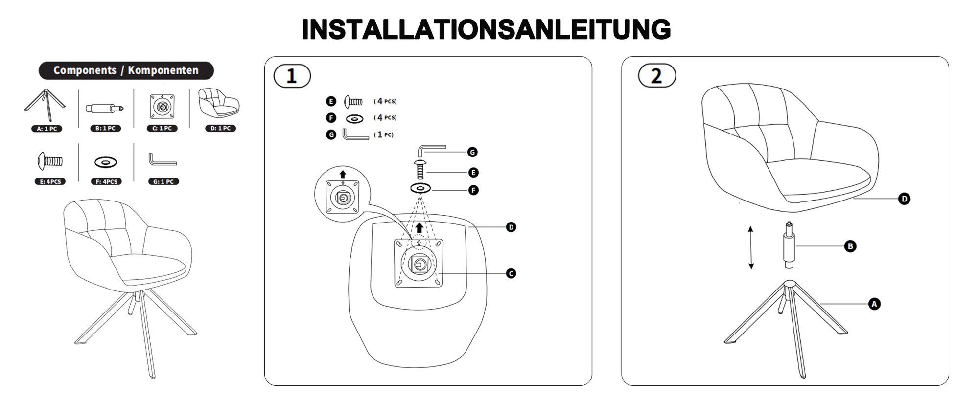 Duhome Loungesessel Armlehnstuhl aus Chenille-Stoff, Schminktisch Stuhl Esszimmerstuhl Sitzschale 360° drehbar, Khaki