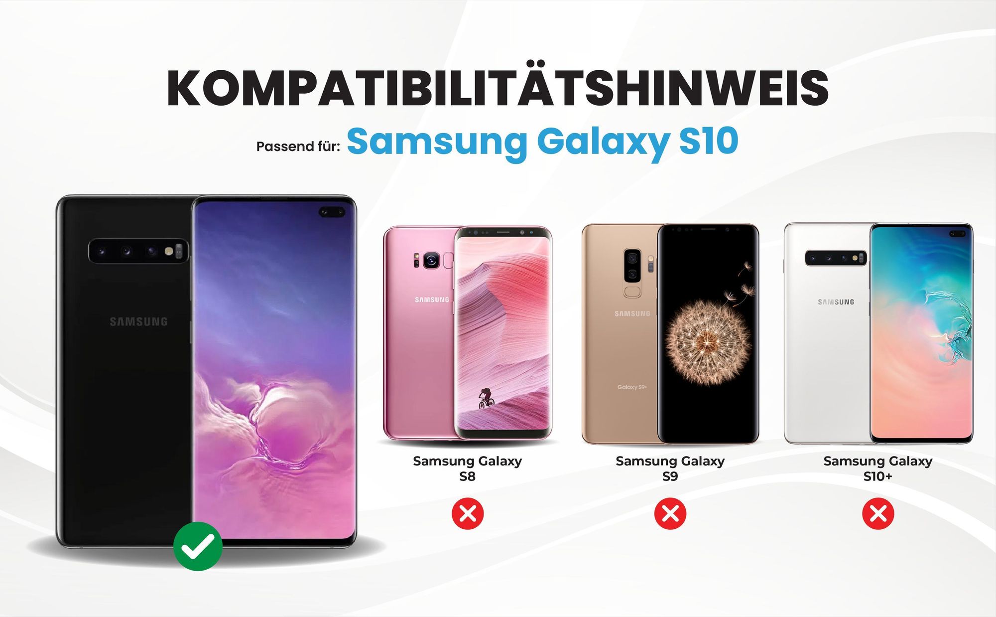 Kompatibilitätshinweise Hülle für Samsung Galaxy S10