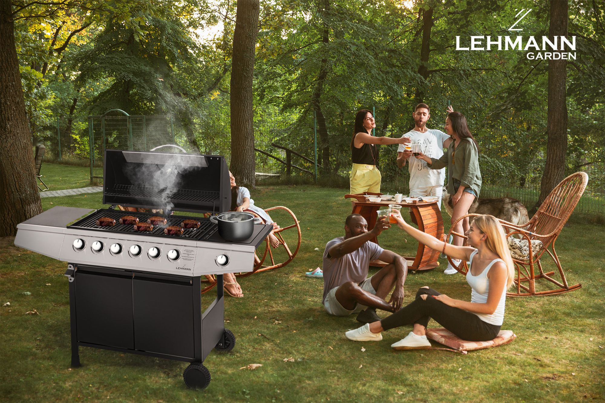 Grill gazowy XXL 6+1 LEHMANN VEGAS ŻELIWNY ruszt ogrodowy z pokrowcem