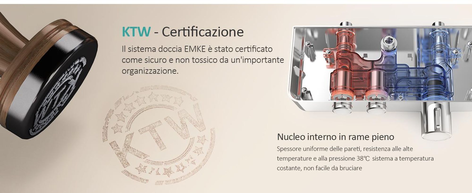 Sistema doccia EMKE con termostatico Set doccia in acciaio inox con doccetta a 3 funzioni, doccia a pioggia, pannello doccia, rubinetteria per vasca e doccia, KTW, cromo - F08