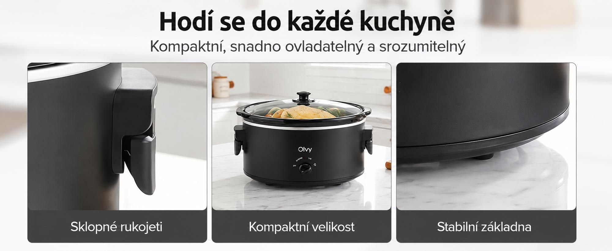 Pomalý vařič Olvy 6 l – keramická vnitřní nádoba – včetně kuchařky – funkce udržování teploty
