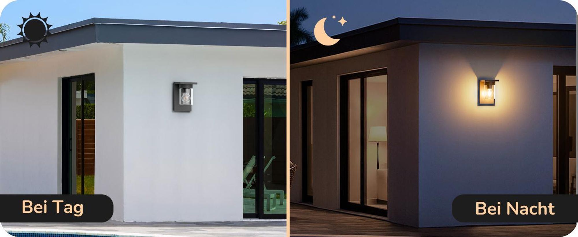 EDISHINE Wandleuchte Außen,Wandlampe E27 max. 15W, IP44 Außenleuchte, Anthrazit