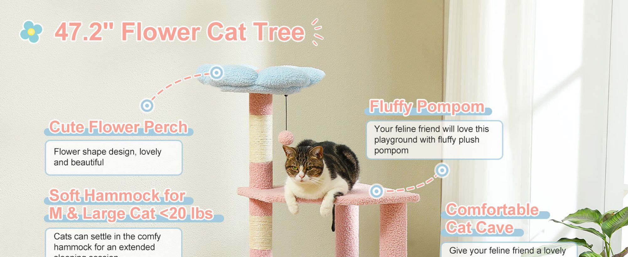 PAWZ Road Kratzbaum Blumen Katzenkratzbaum Sisal Katzenbaum Spielbaum für Katzen