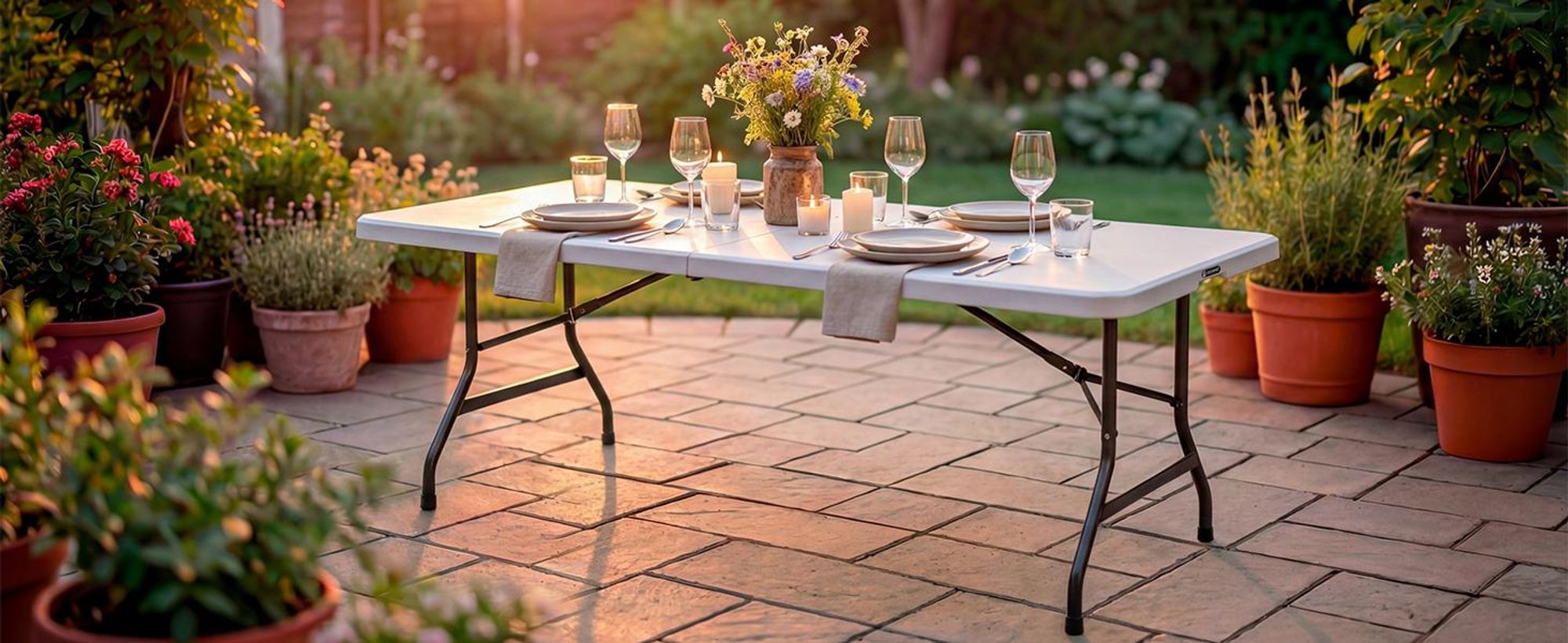 Casaria® 2X Campingtisch 180x75cm Klappbar Wetterfest Tragbar Kunststoff Garten Terrasse Camping Balkontisch Klapptisch Buffettisch Buffettisch Weiß