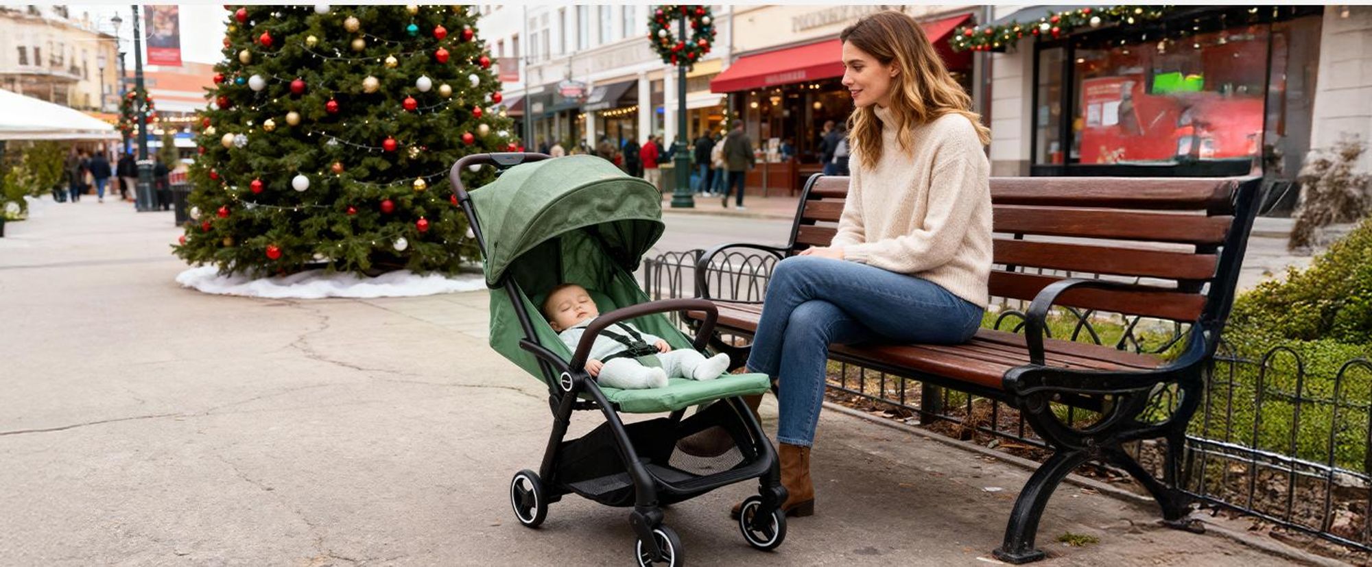 Sekey Kinder Buggy Reise Kinderwagen bis 22 kg verstellbare Rückenlehne, Regenschutz und Sichtfenster, Einhand-Faltmechanismus, Schwarz und Grün
