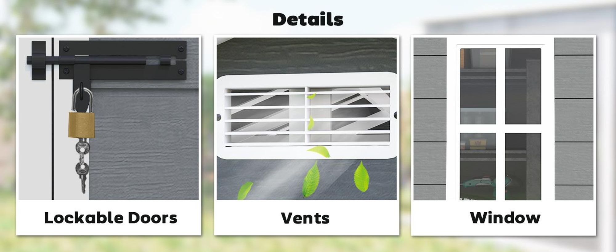 Plastikowa szopa narzędziowa Outsunny 2,1 m² 186 x 130 x 199 cm z dachem dwuspadowym, oknem podłogowym, zamykanymi drzwiami, odporna na warunki atmosferyczne, szopa ogrodowa na podwórko, szara