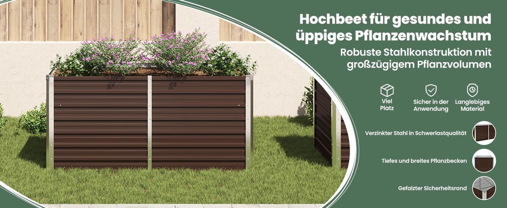 vidaXL Hochbeet Braun 160 x 80 x 77 cm Verzinkter Stahl