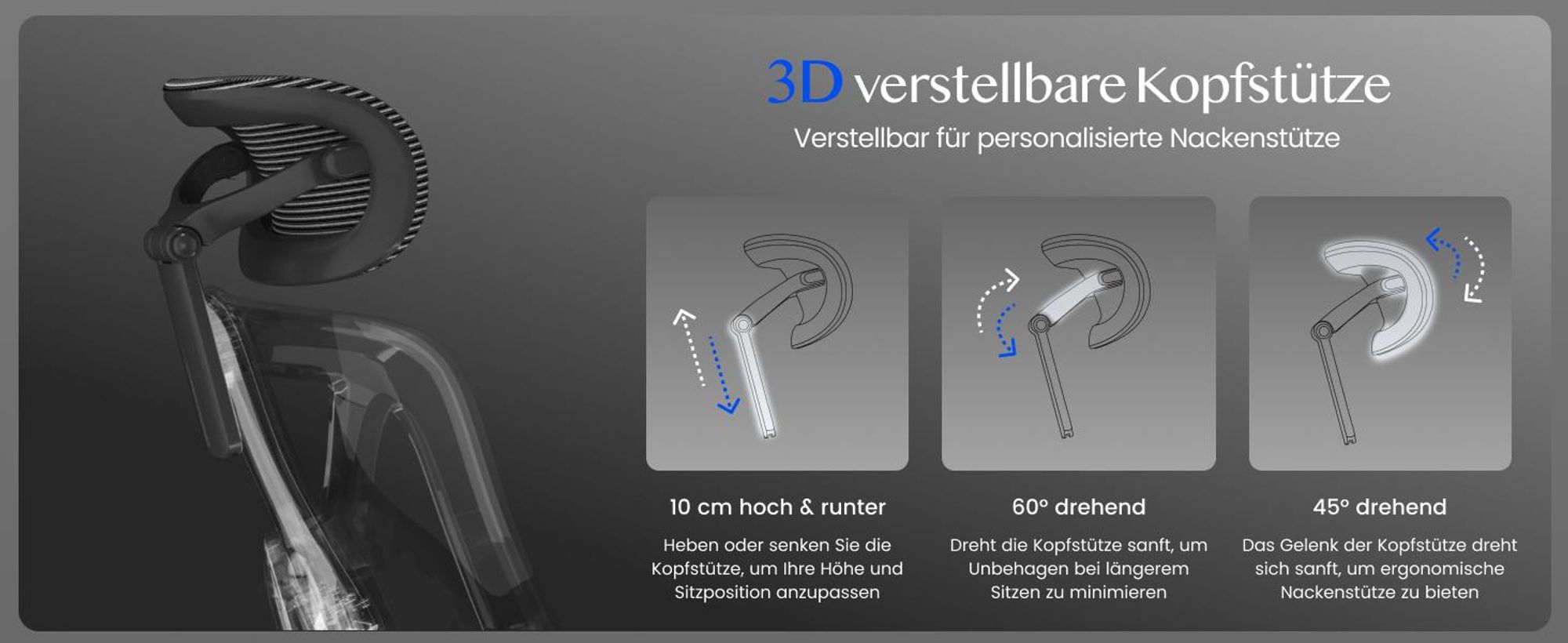 FLEXISPOT ErgoX Ergonomischer Bürostuhl mit Fußstütze 3D-Armlehnen&Kopfstütze 5D-verstellbare Rückenlehne Tragfähigkeit von 136 kg Schwarz