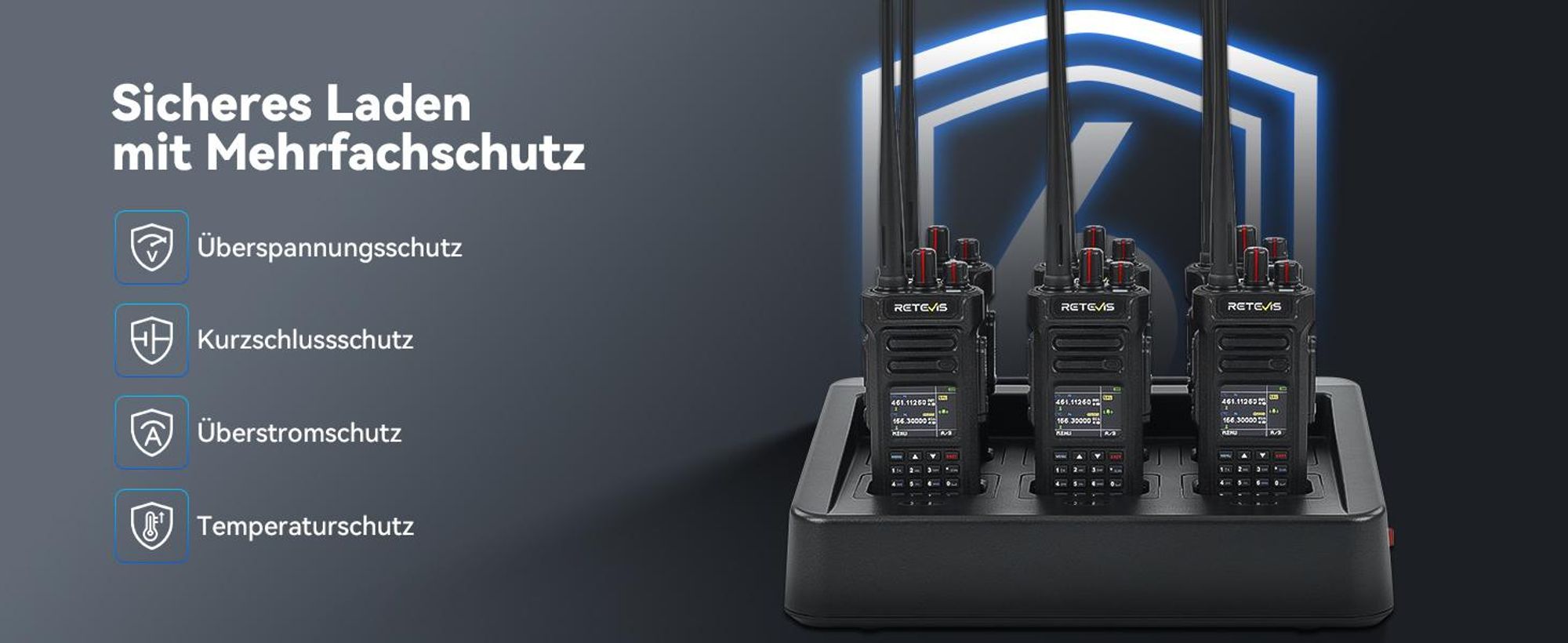 Retevis RT29S Walkie Talkies, Funkgeräte set, Professional, Großer Reichweite, IP67, LCD-Bildschirm, Rauschunterdrückung, für Logistik und Transport