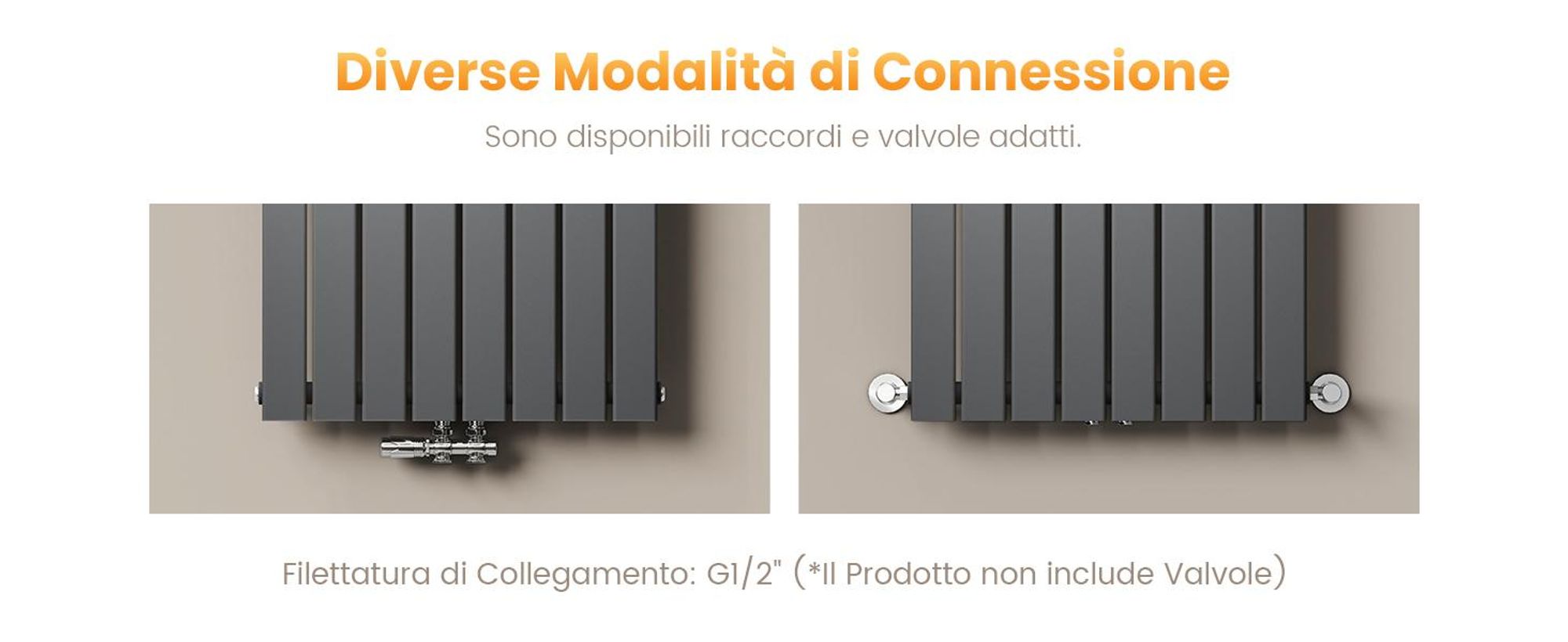 EMKE Design Radiatore a pannello orizzontale 630x1006 mm 712 W Radiatore piatto antracite Radiatore a strato singolo in acciaio SPCC Attacco laterale senza resistenza elettrica