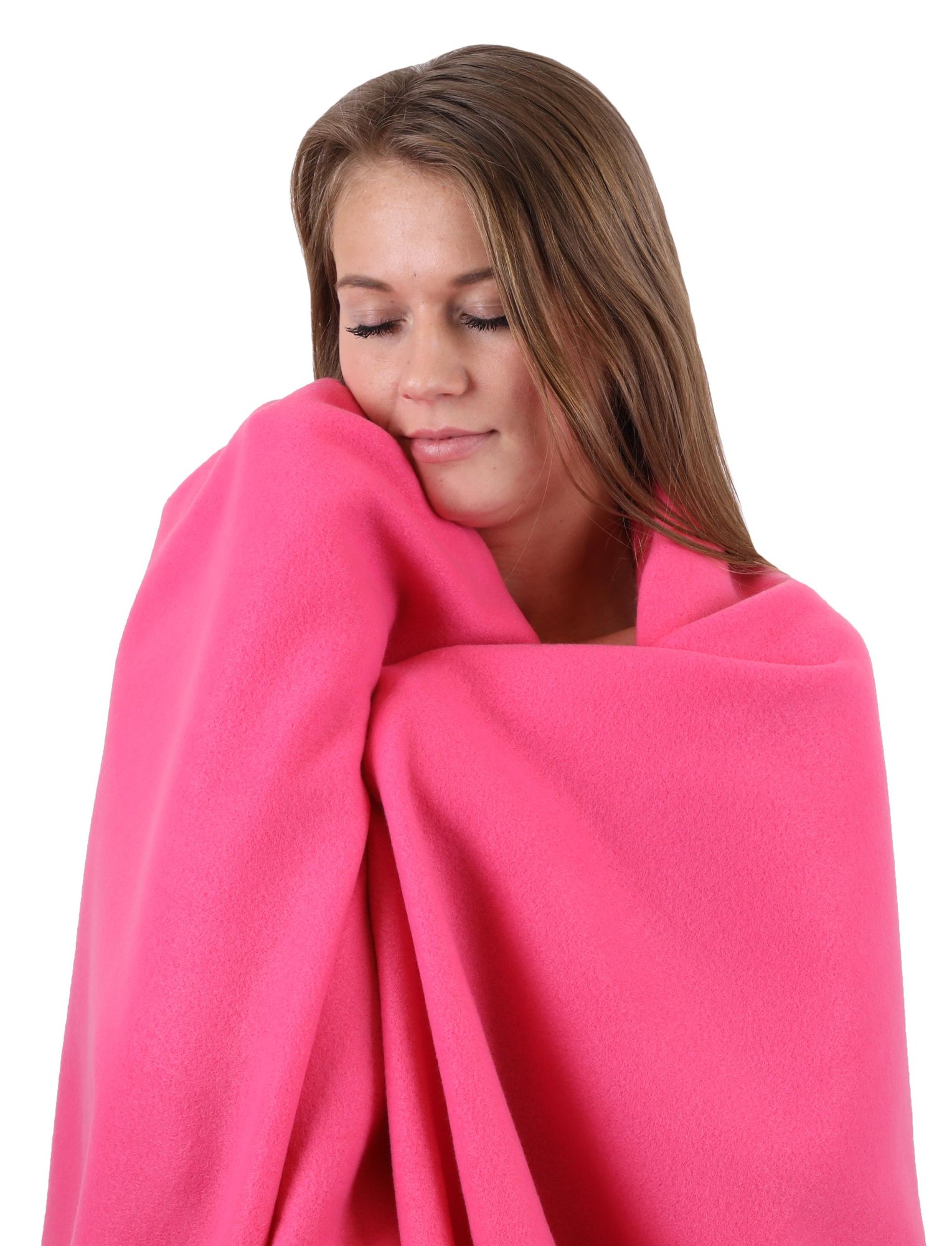 Betz Fleecedecke 2 Stück 130x170 cm 180g/m² – Wohndecke & Kuscheldecke – Flauschige Sofadecke Tagesdecke – Leicht, wärmend & pflegeleicht - Fuchsia