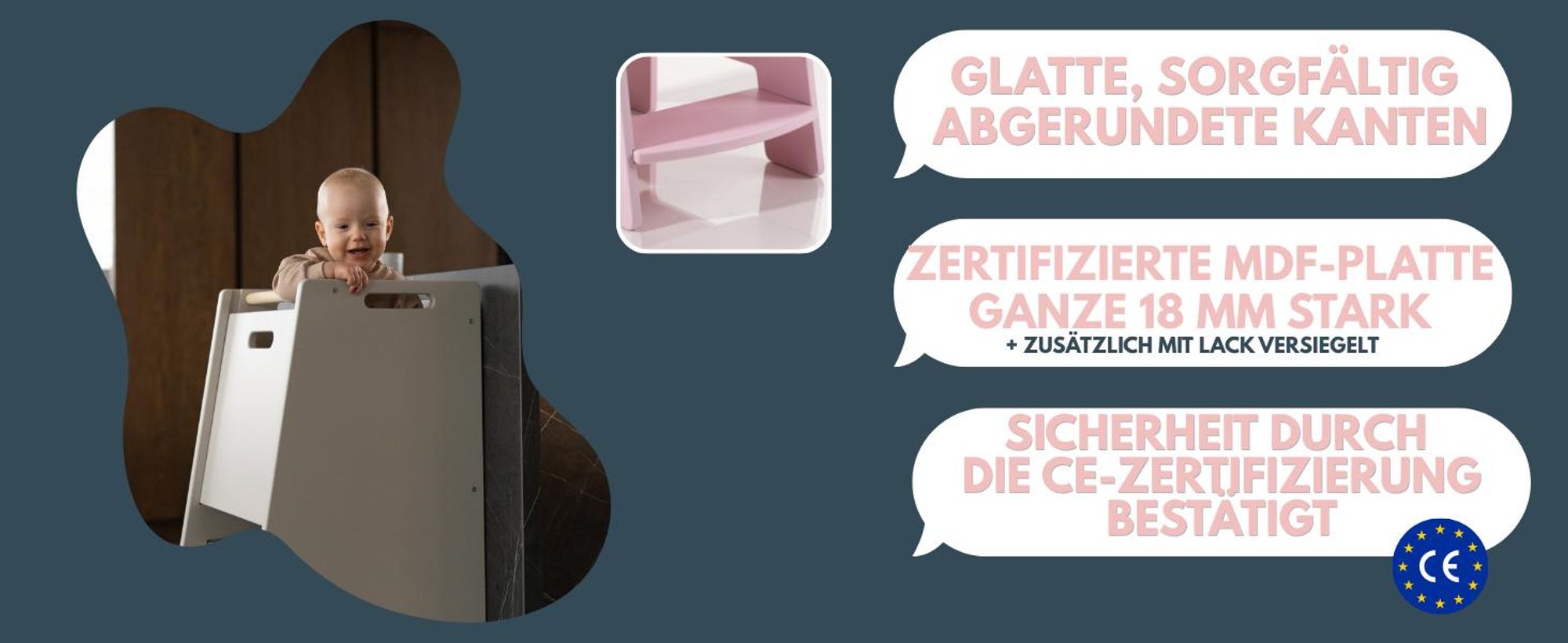 NOWAY - Montessori Lernturm Kitchen Helper Kinderplattform Küchenturm lackierter – kaschmir